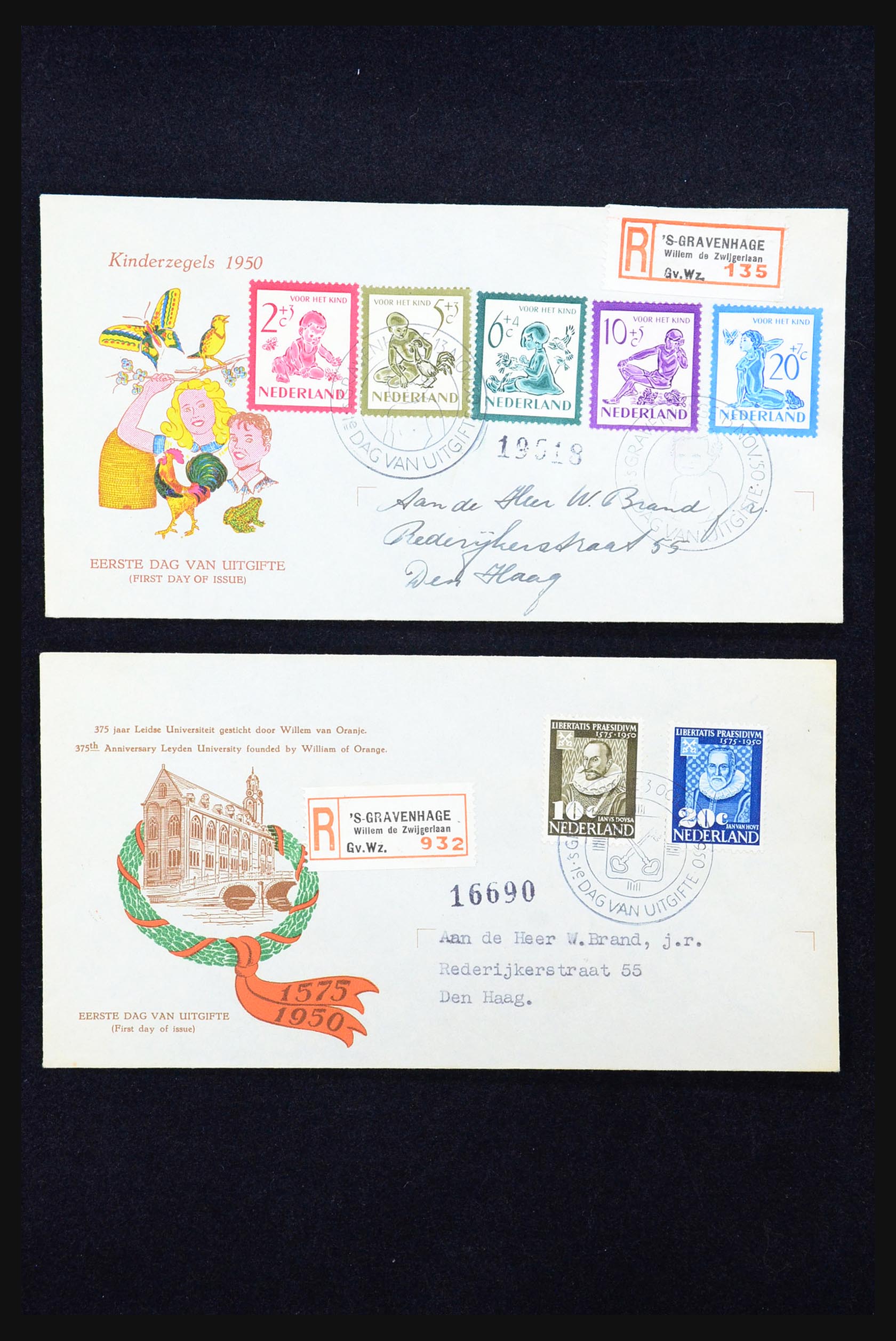 31349 002 - 31349 Nederland fdc's 1950.