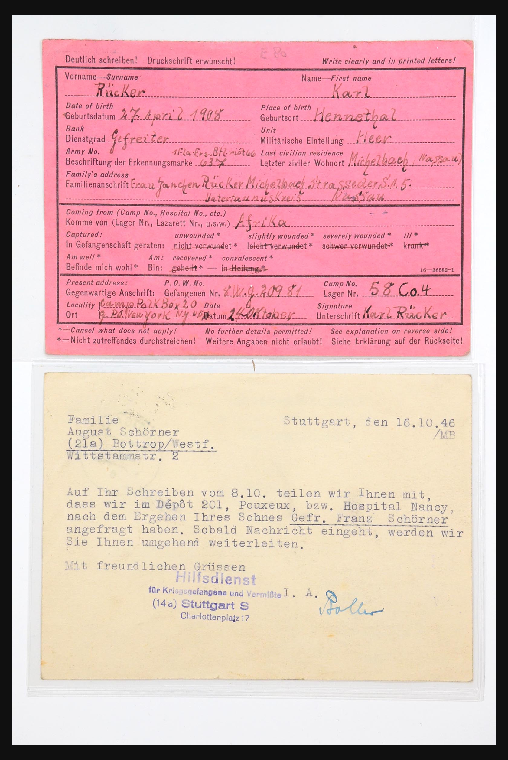 31357 004 - 31357 Wereld POW brieven 1942-1948.