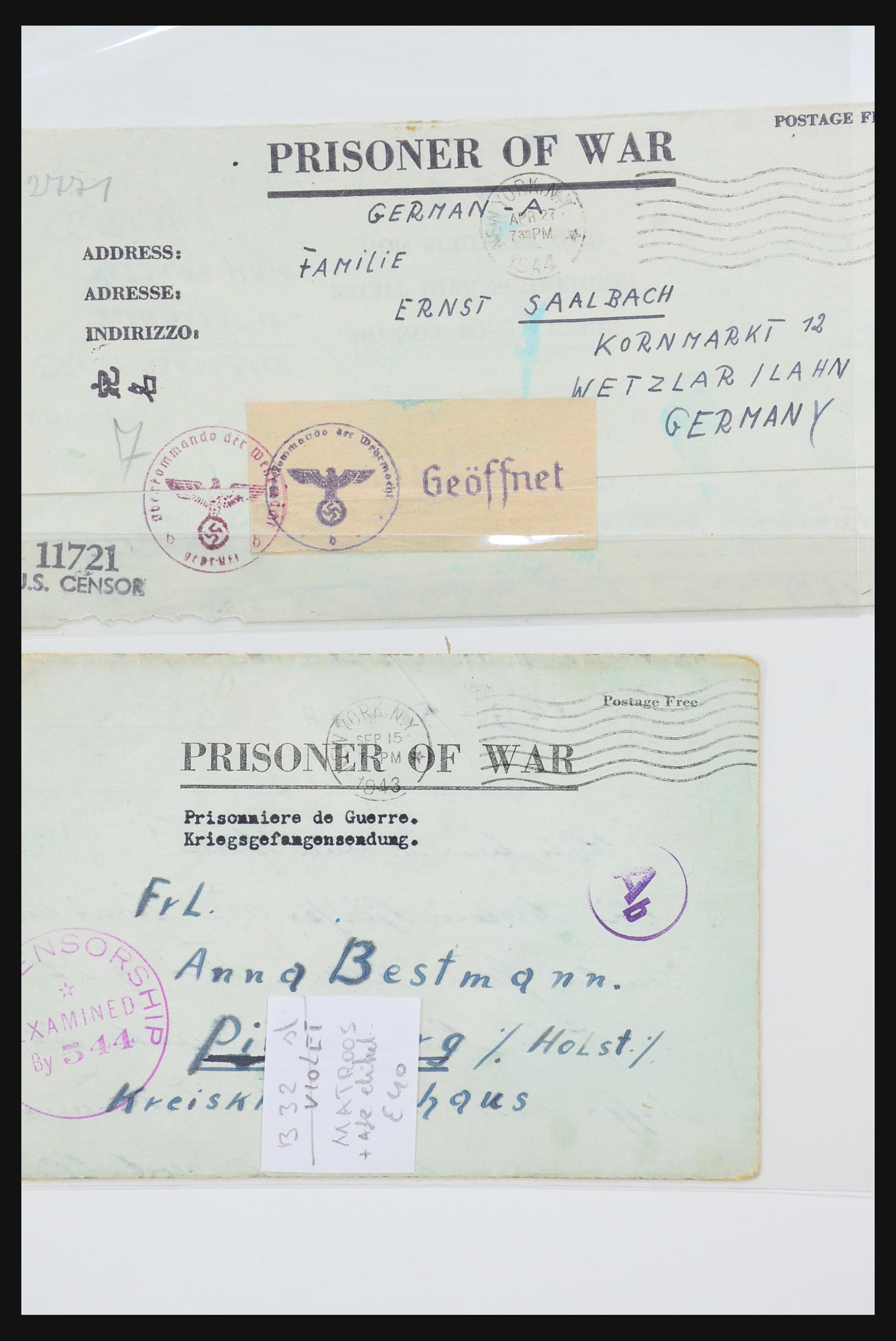 31357 013 - 31357 All world POW covers 1942-1948.
