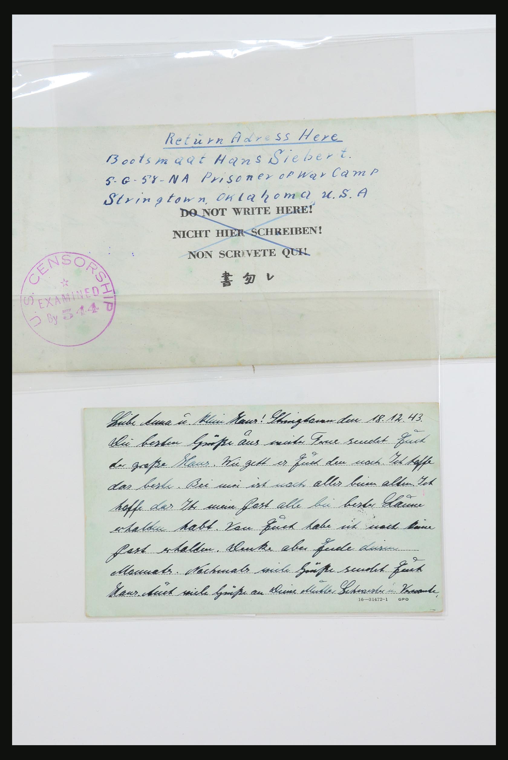 31357 016 - 31357 Wereld POW brieven 1942-1948.