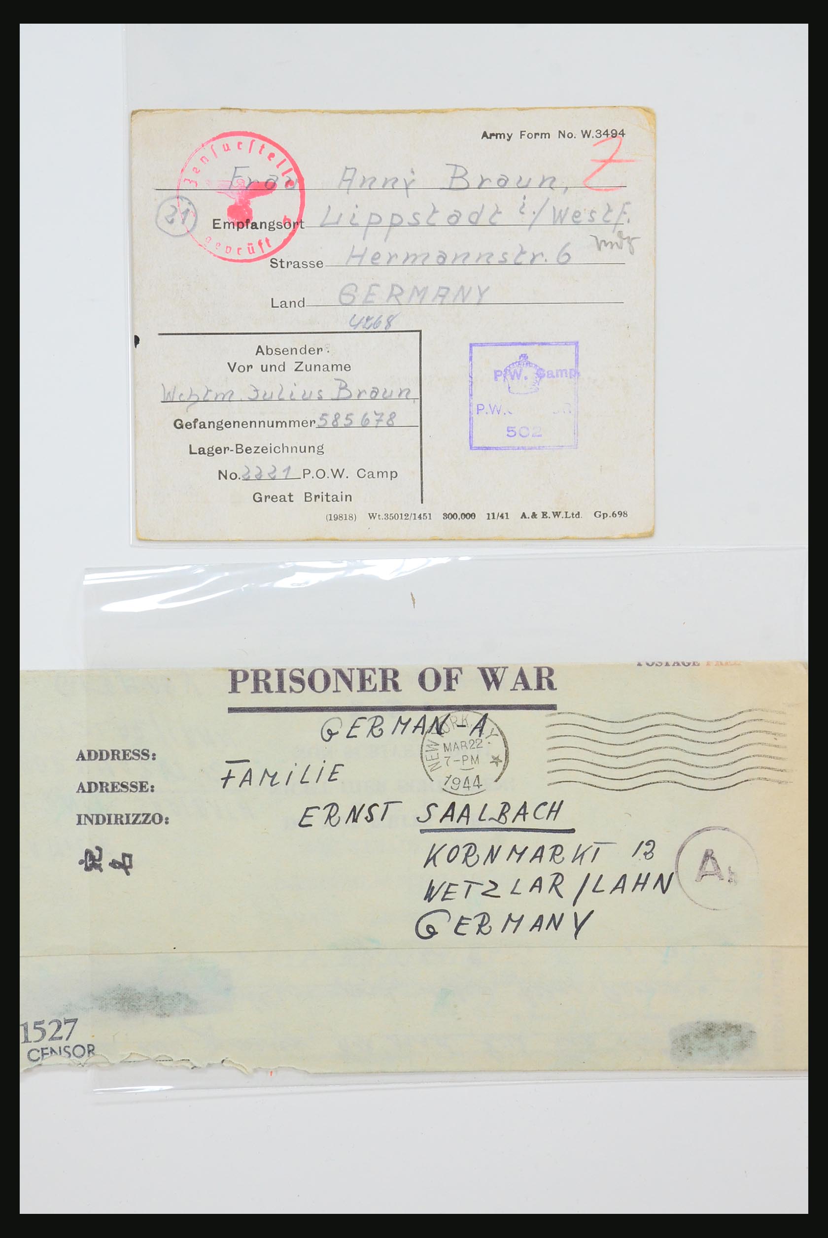 31357 019 - 31357 Wereld POW brieven 1942-1948.