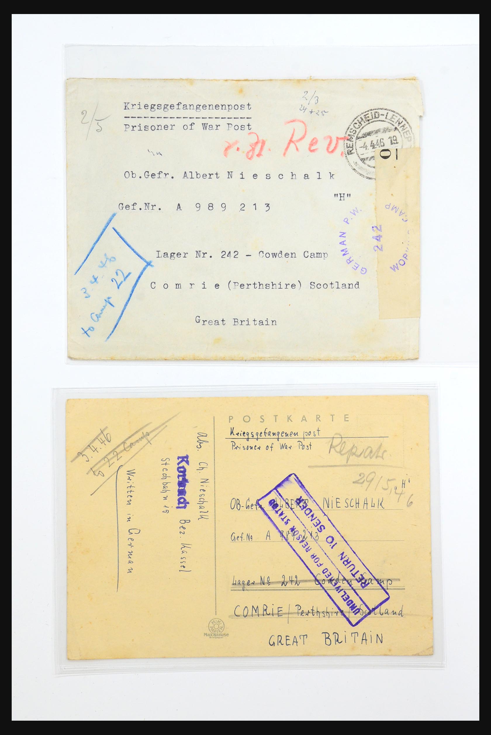 31357 021 - 31357 Wereld POW brieven 1942-1948.