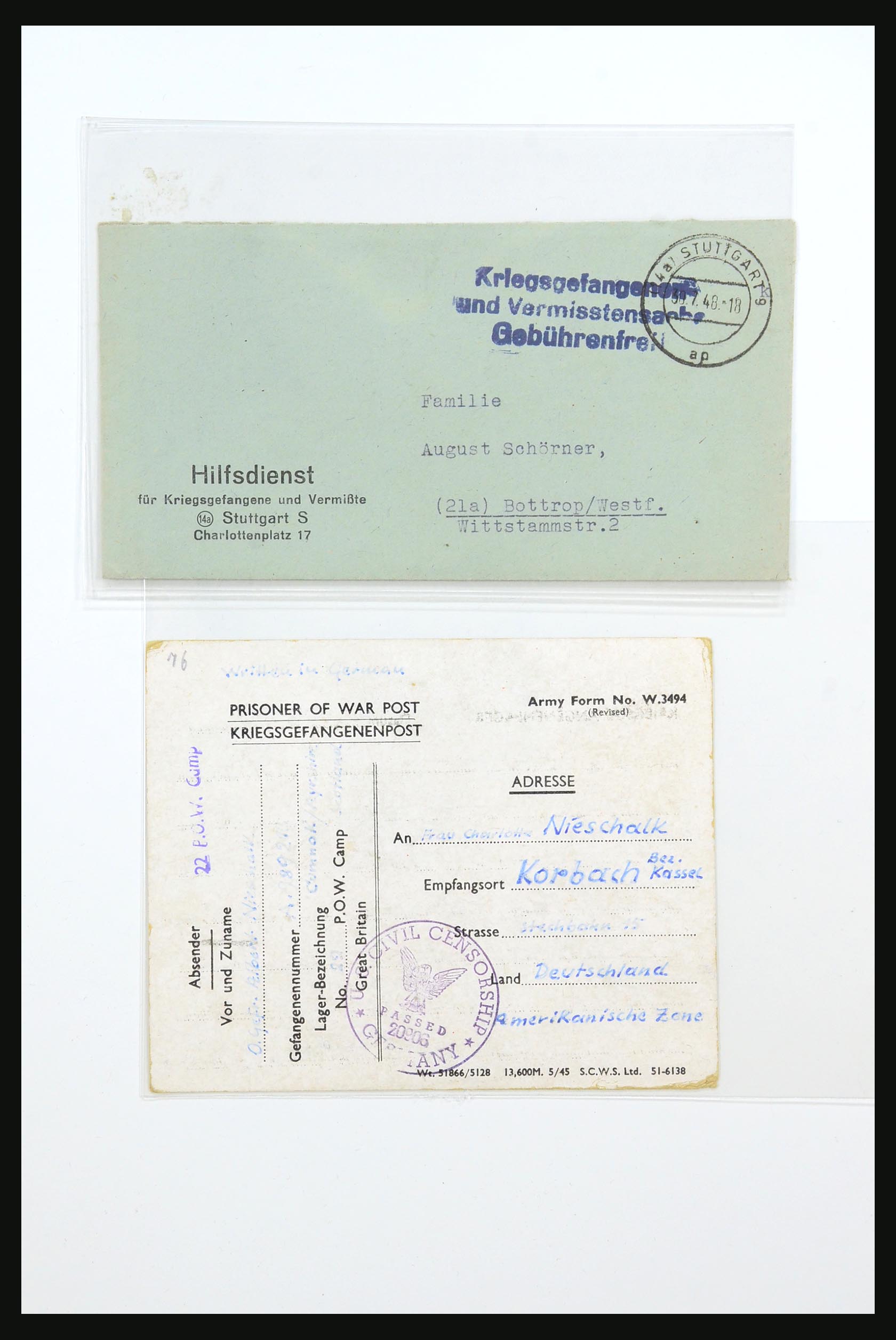 31357 037 - 31357 Wereld POW brieven 1942-1948.