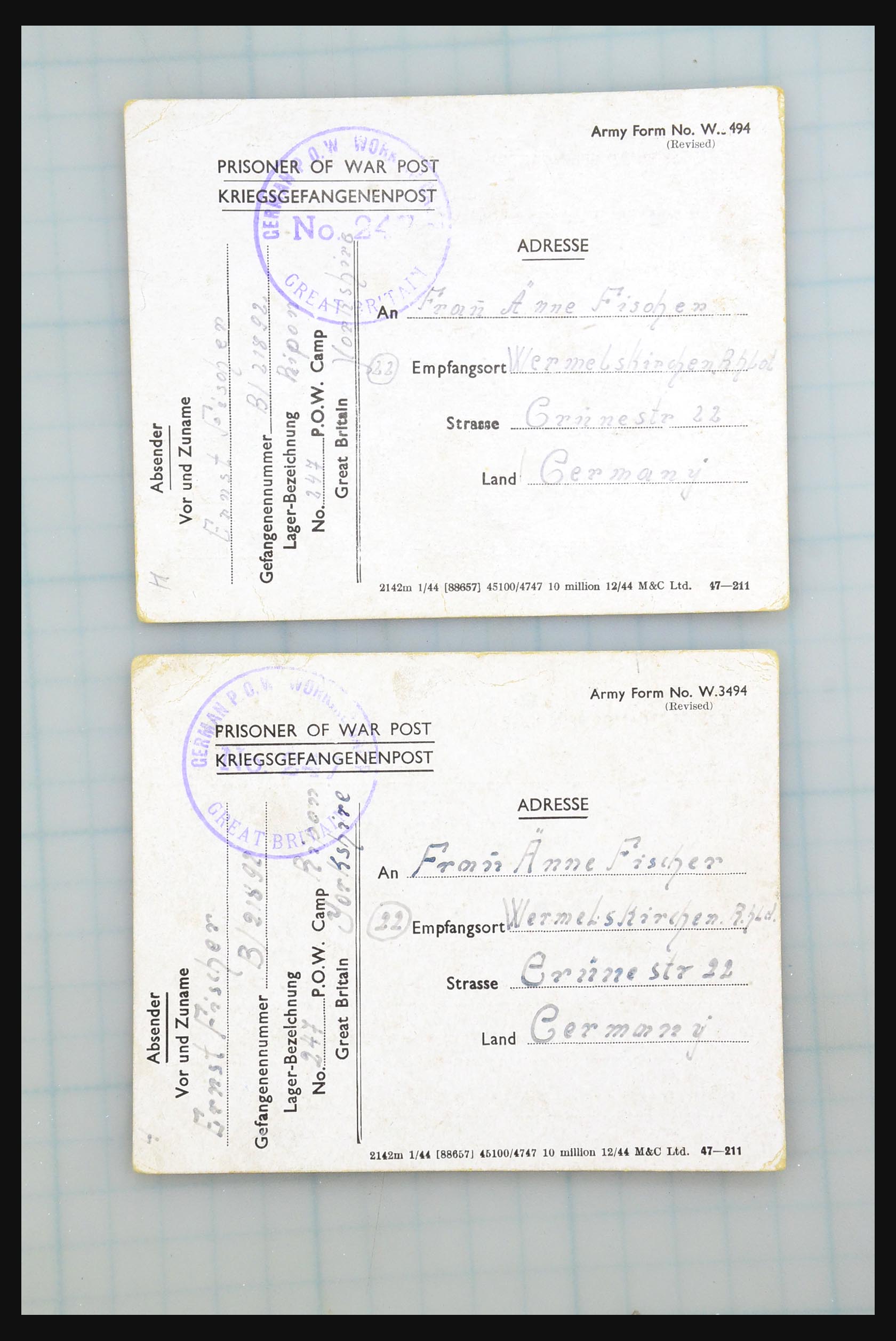 31357 055 - 31357 Wereld POW brieven 1942-1948.