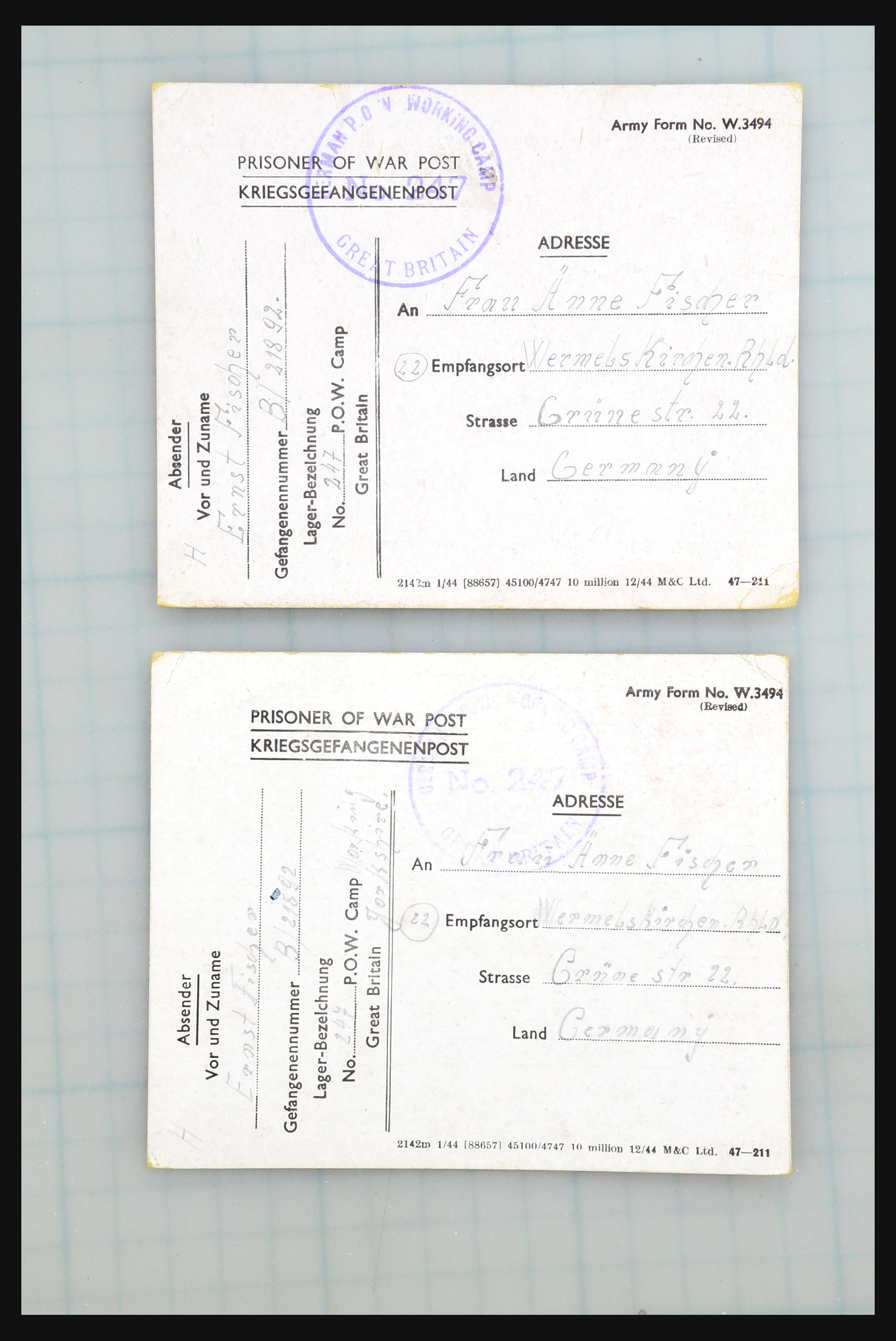 31357 057 - 31357 Wereld POW brieven 1942-1948.