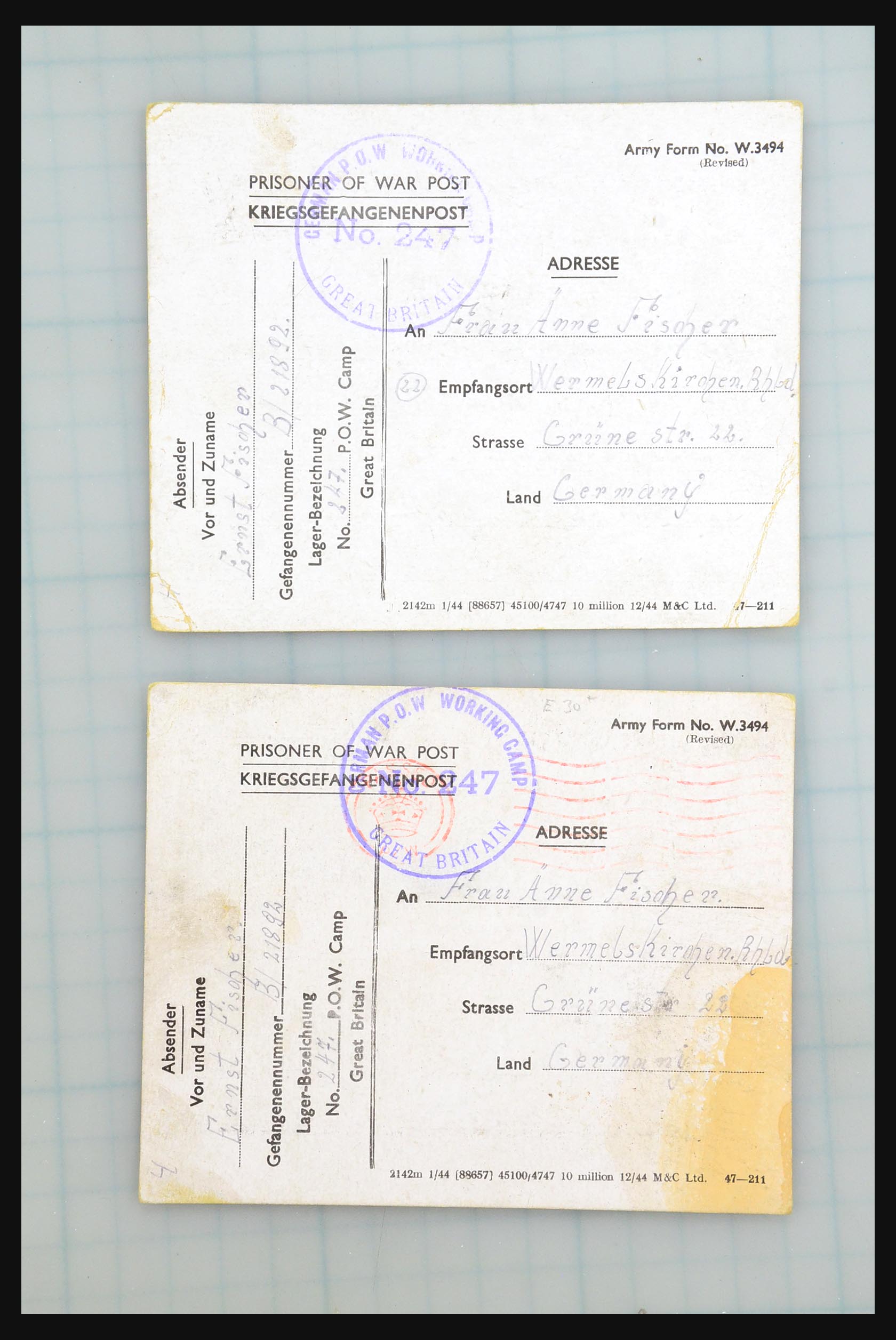 31357 061 - 31357 Wereld POW brieven 1942-1948.