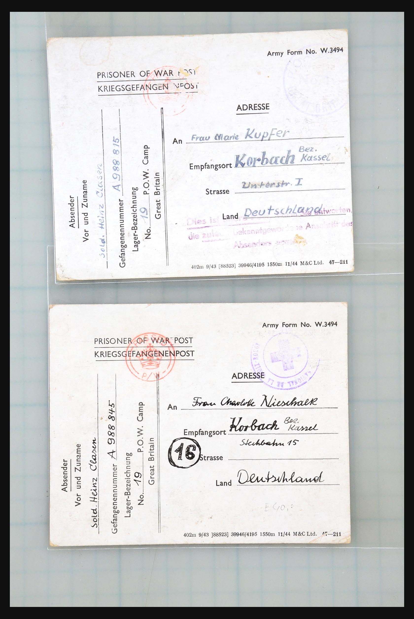 31357 065 - 31357 Wereld POW brieven 1942-1948.