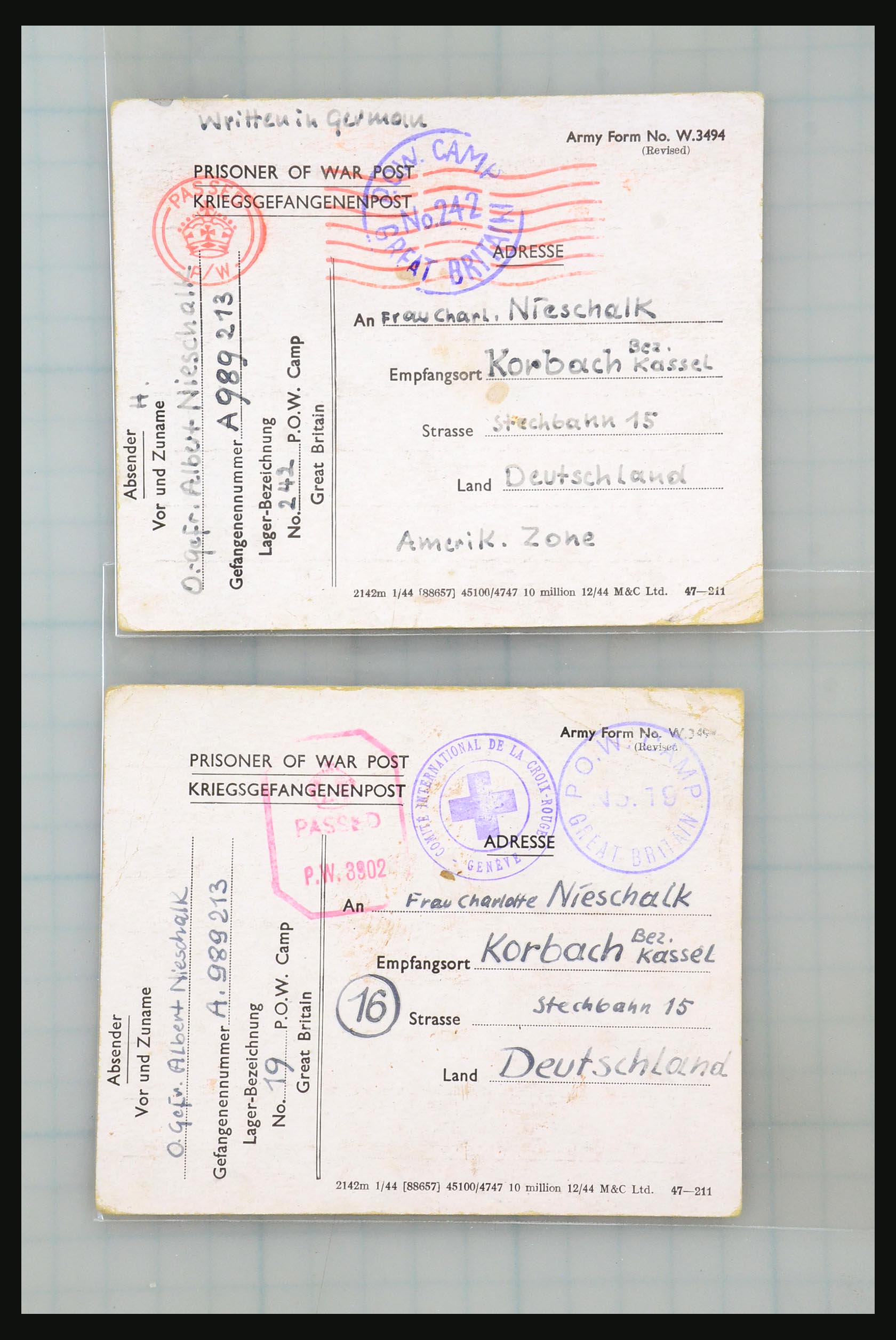 31357 067 - 31357 Wereld POW brieven 1942-1948.