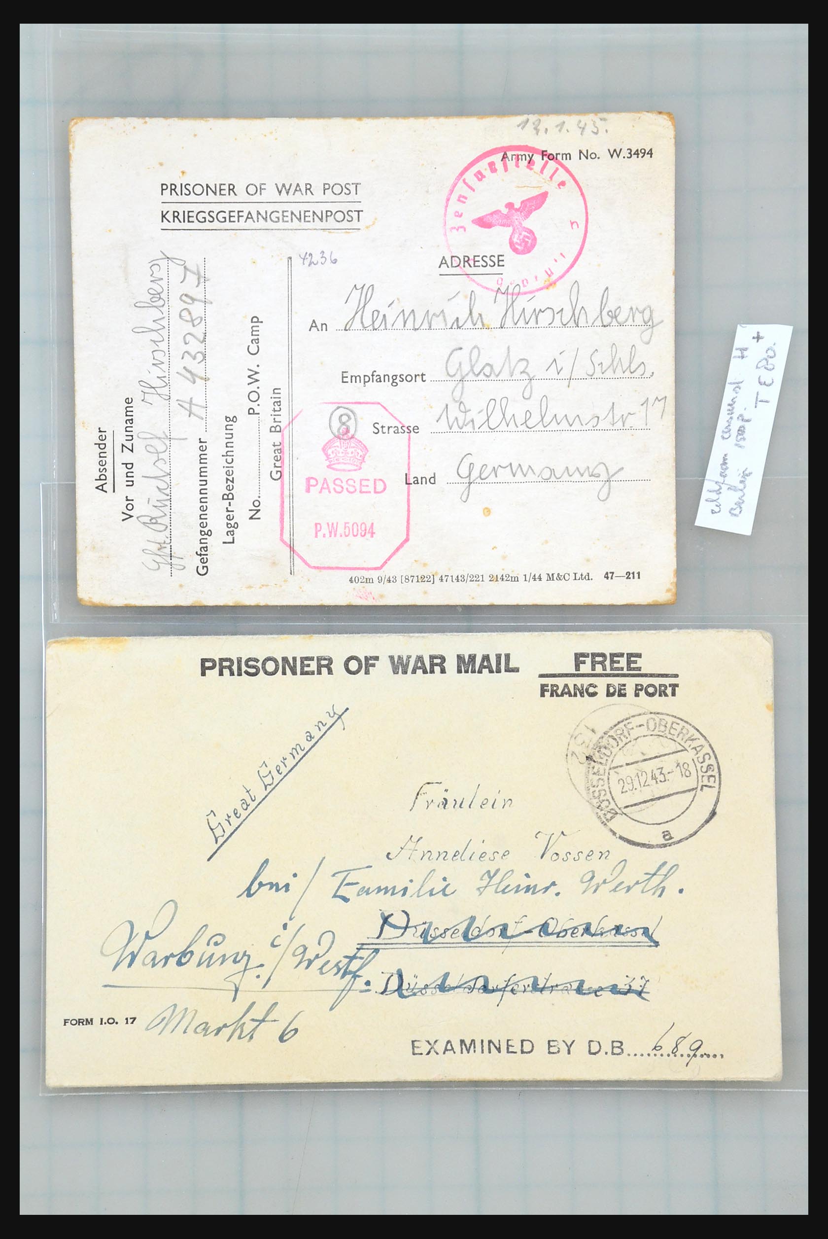 31357 075 - 31357 Wereld POW brieven 1942-1948.
