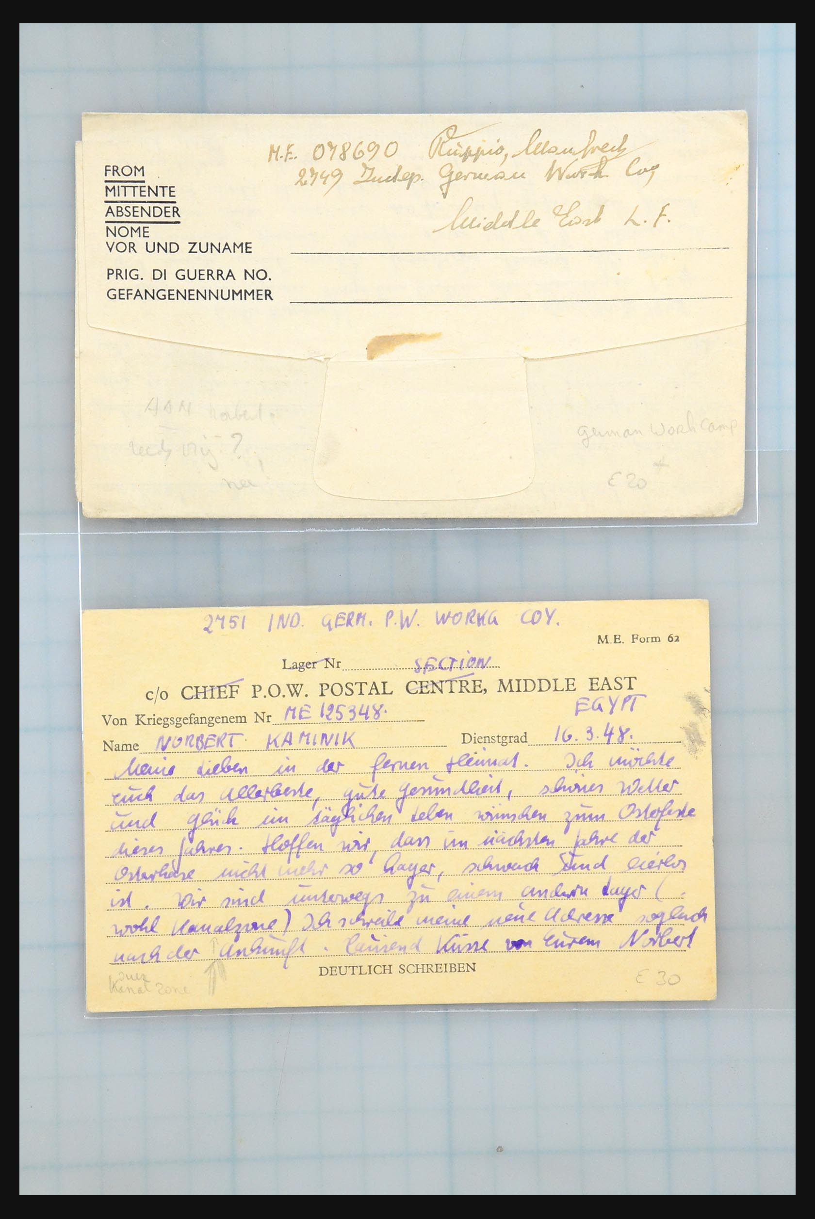 31357 124 - 31357 Wereld POW brieven 1942-1948.