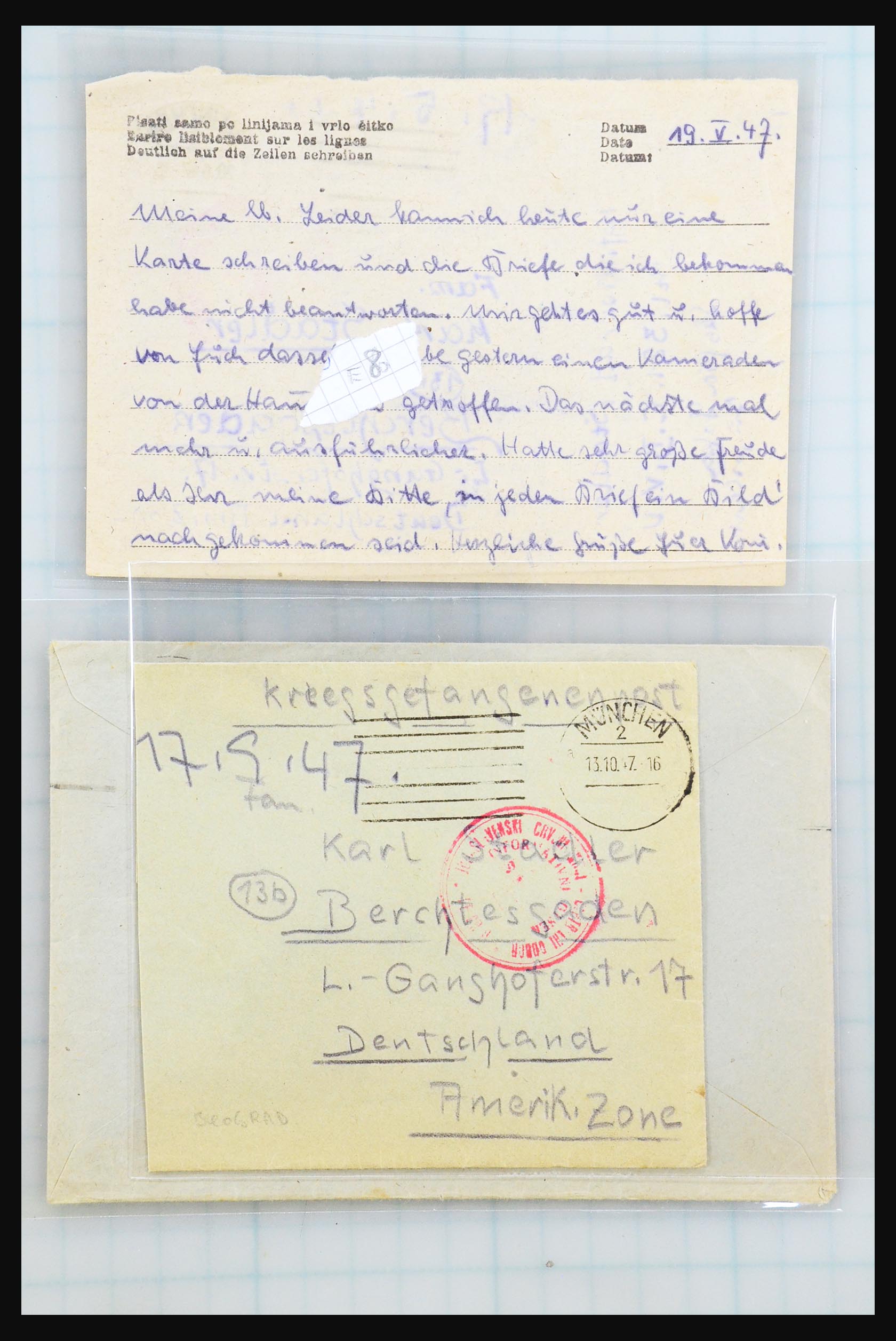 31357 129 - 31357 Wereld POW brieven 1942-1948.