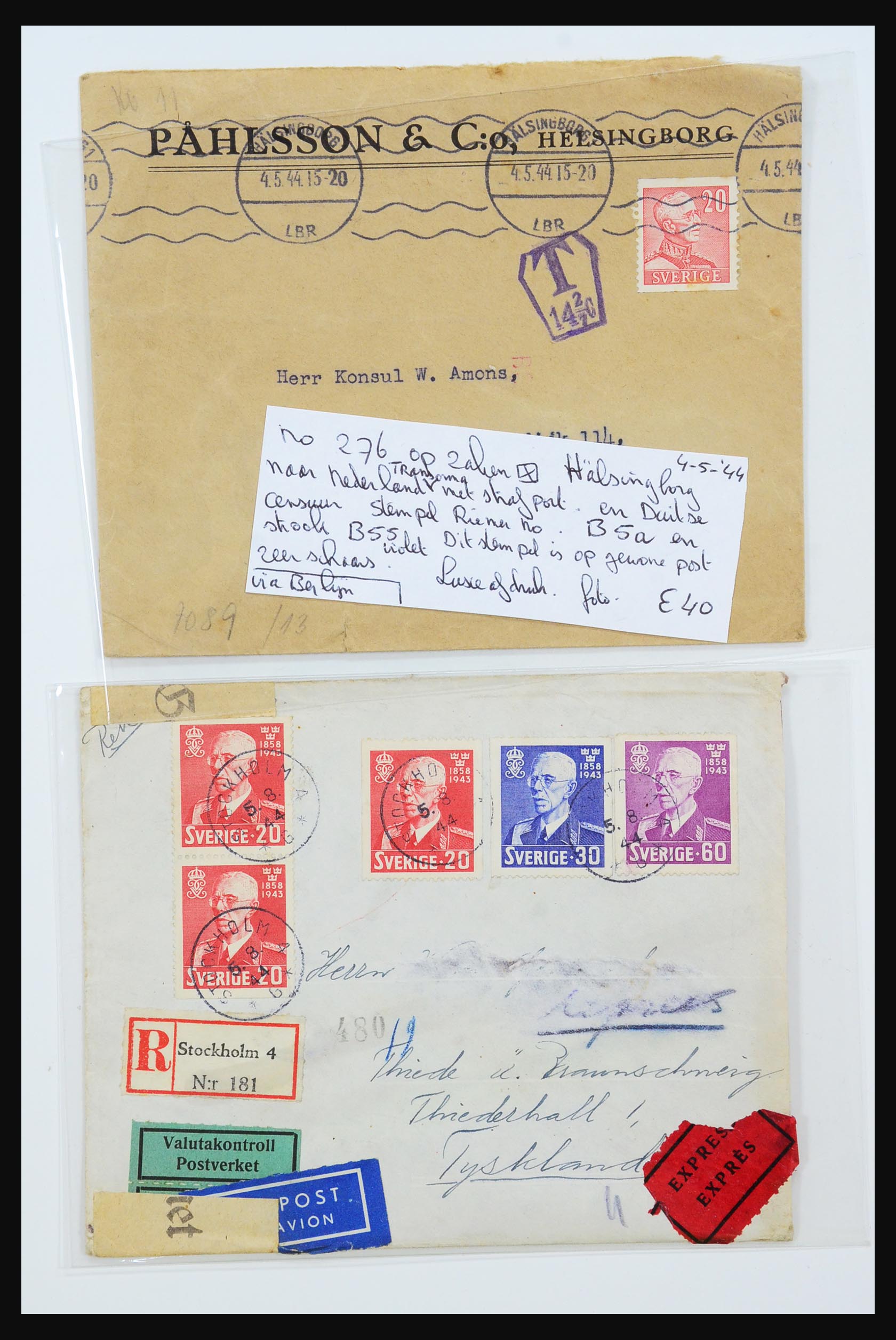 31364 290 - 31364 Zweden brieven 1864-1960.