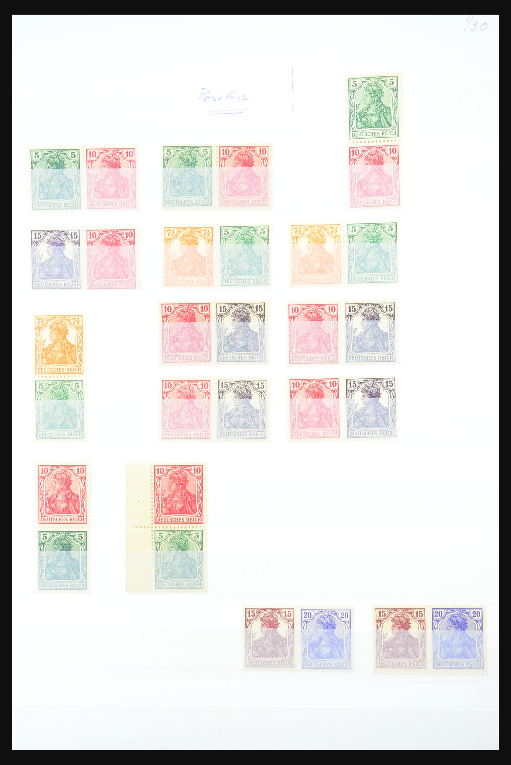 31391 001 - 31391 German Reich MNH combinations 1913-1941.