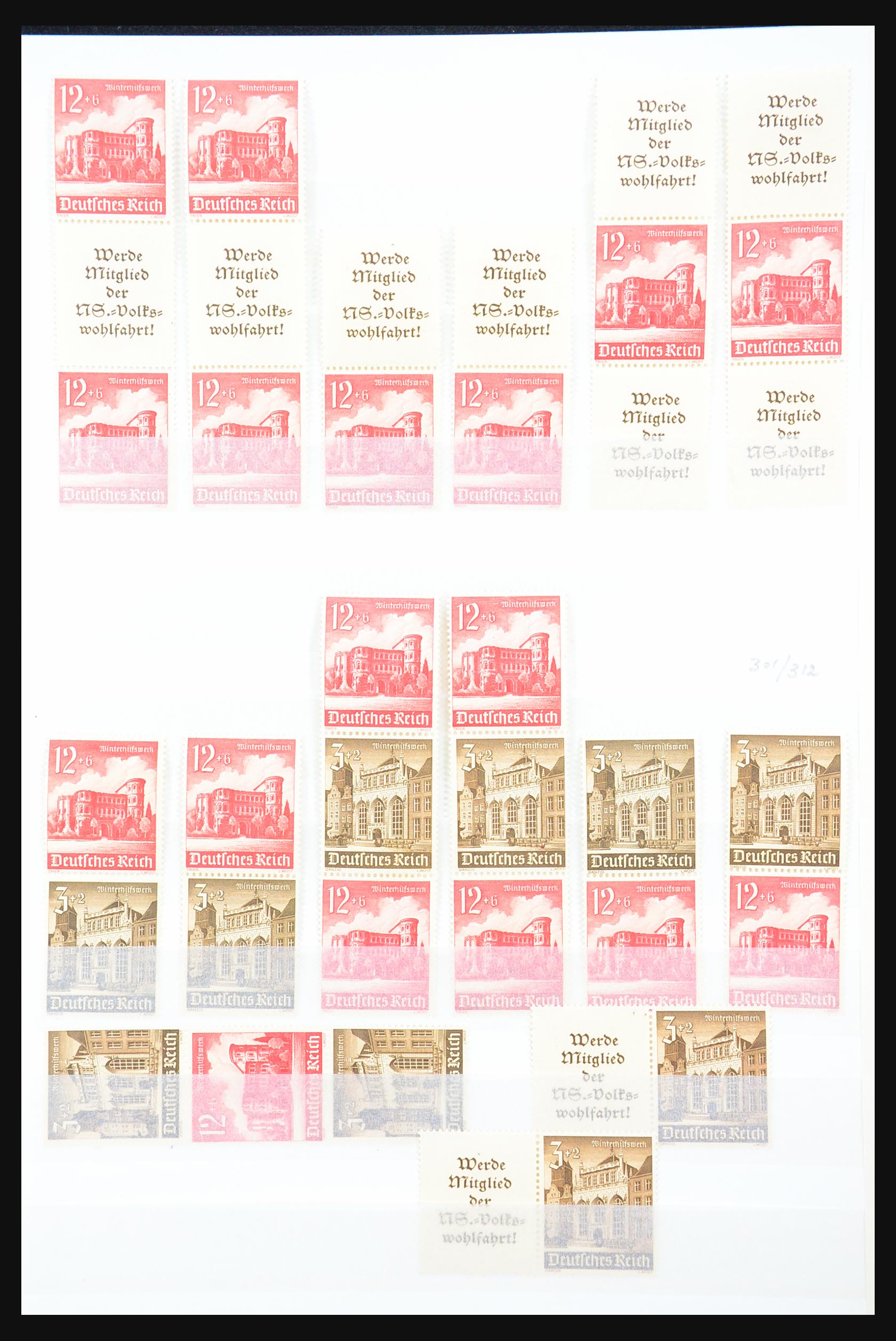 31391 035 - 31391 German Reich MNH combinations 1913-1941.