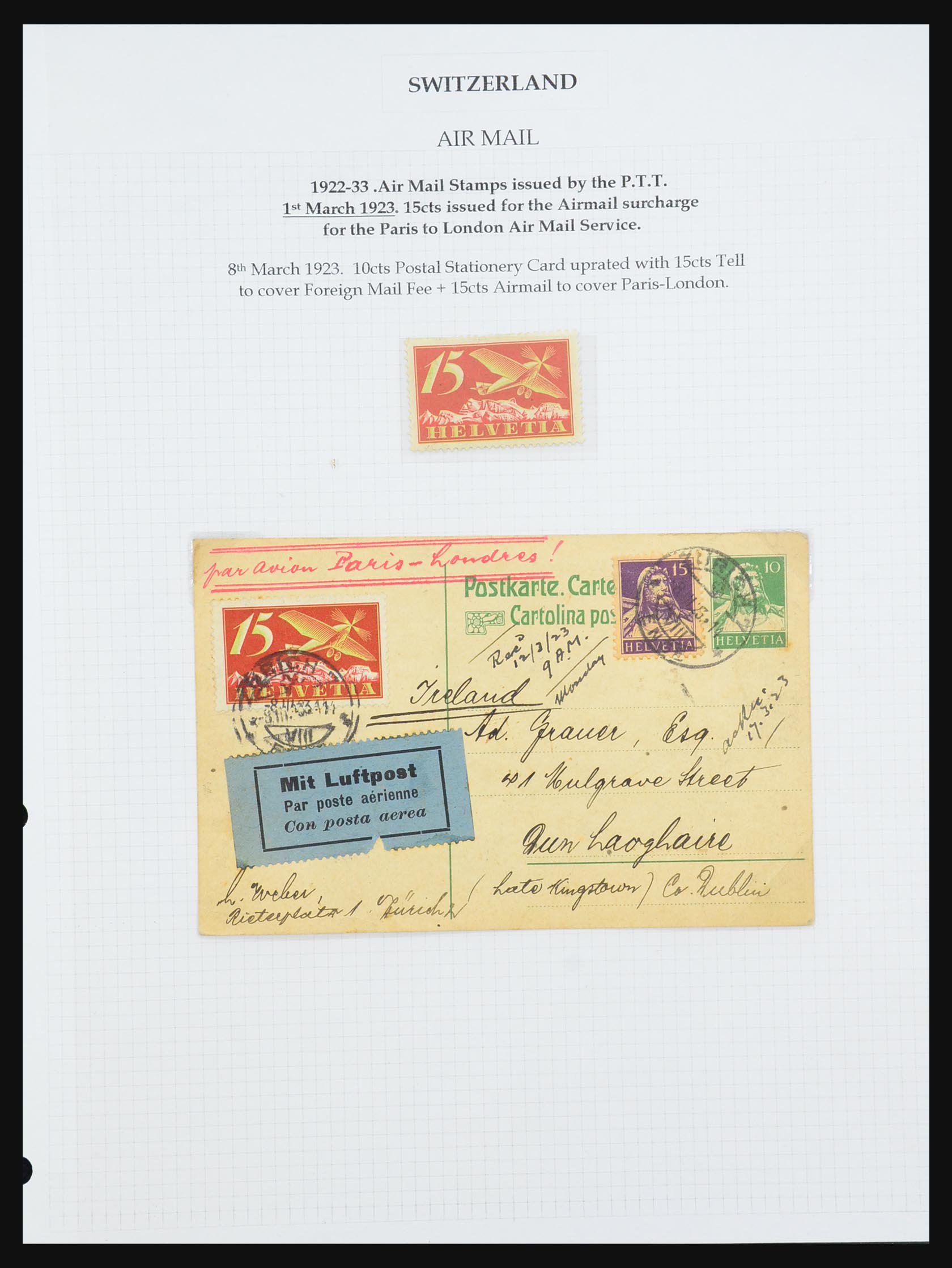 31444 002 - 31444 Switzerland airmail covers 1922-1946.