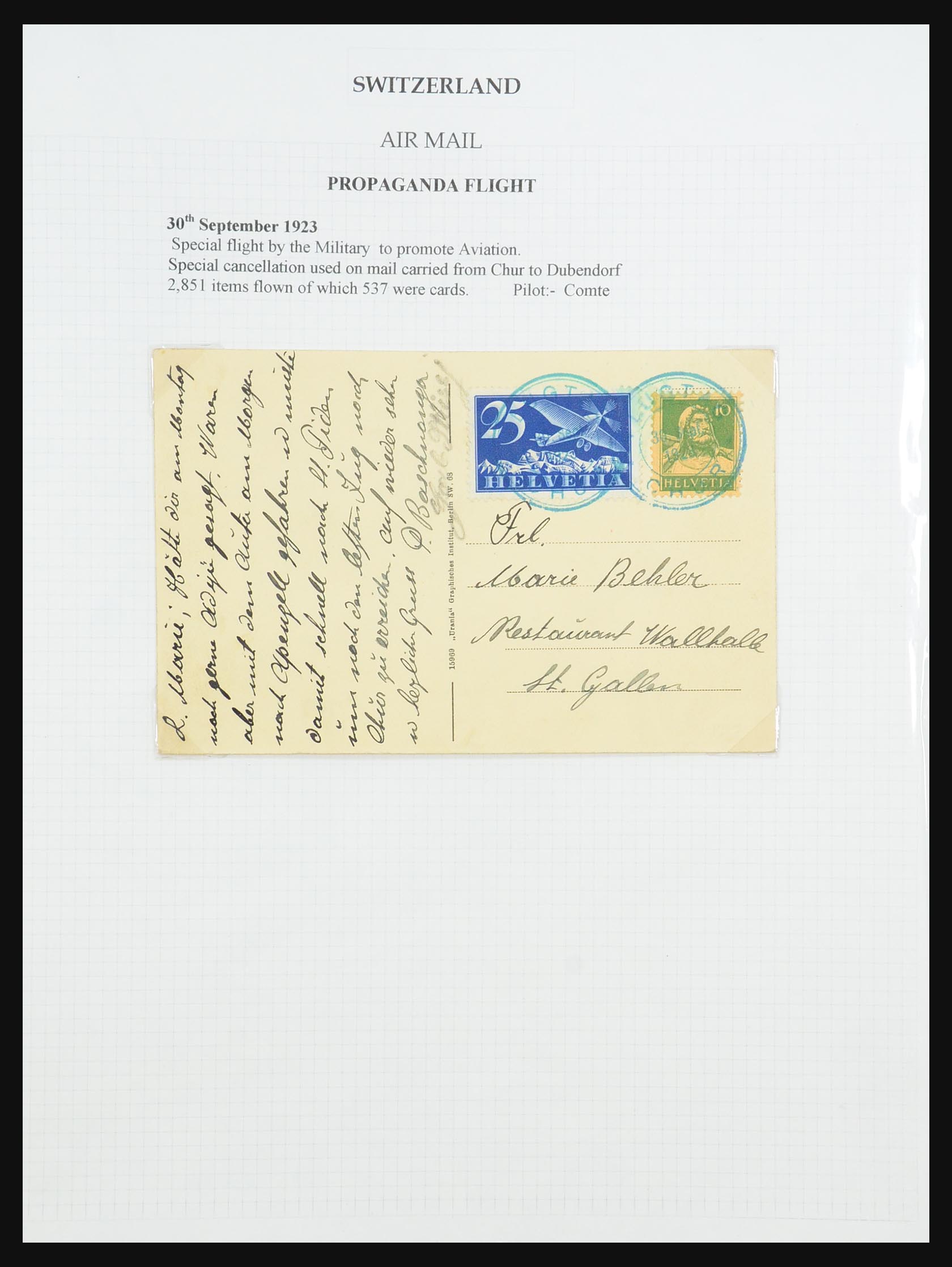 31444 003 - 31444 Zwitserland luchtpost brieven 1922-1946.