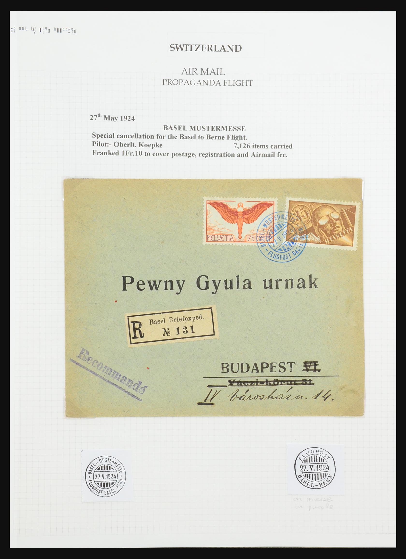 31444 008 - 31444 Zwitserland luchtpost brieven 1922-1946.