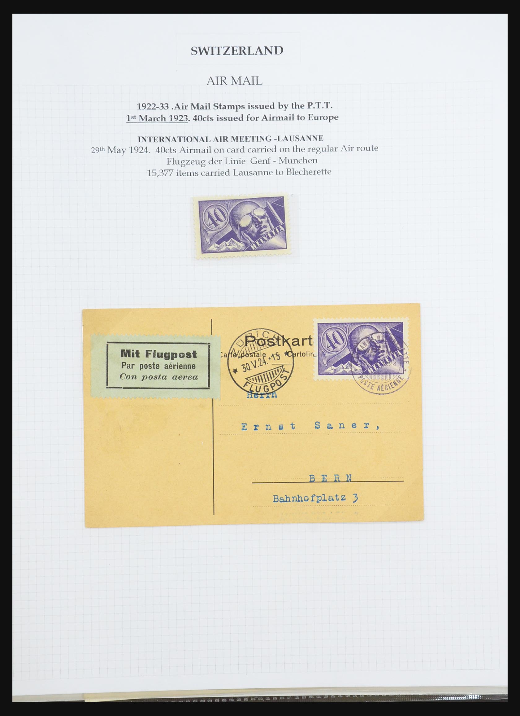 31444 011 - 31444 Zwitserland luchtpost brieven 1922-1946.