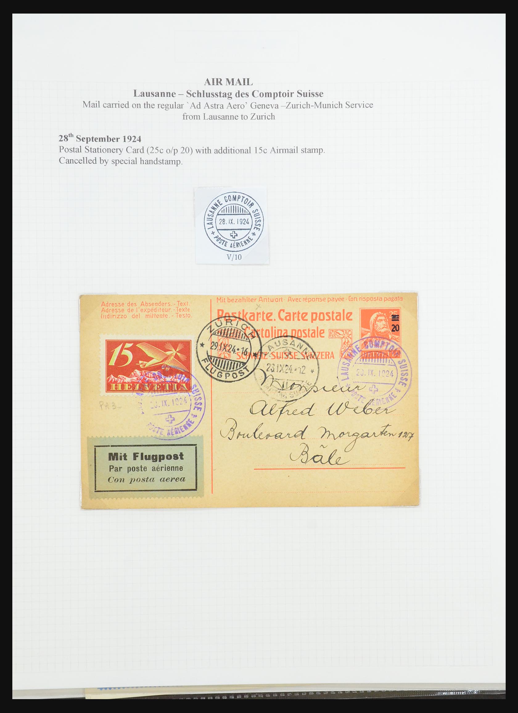 31444 012 - 31444 Switzerland airmail covers 1922-1946.