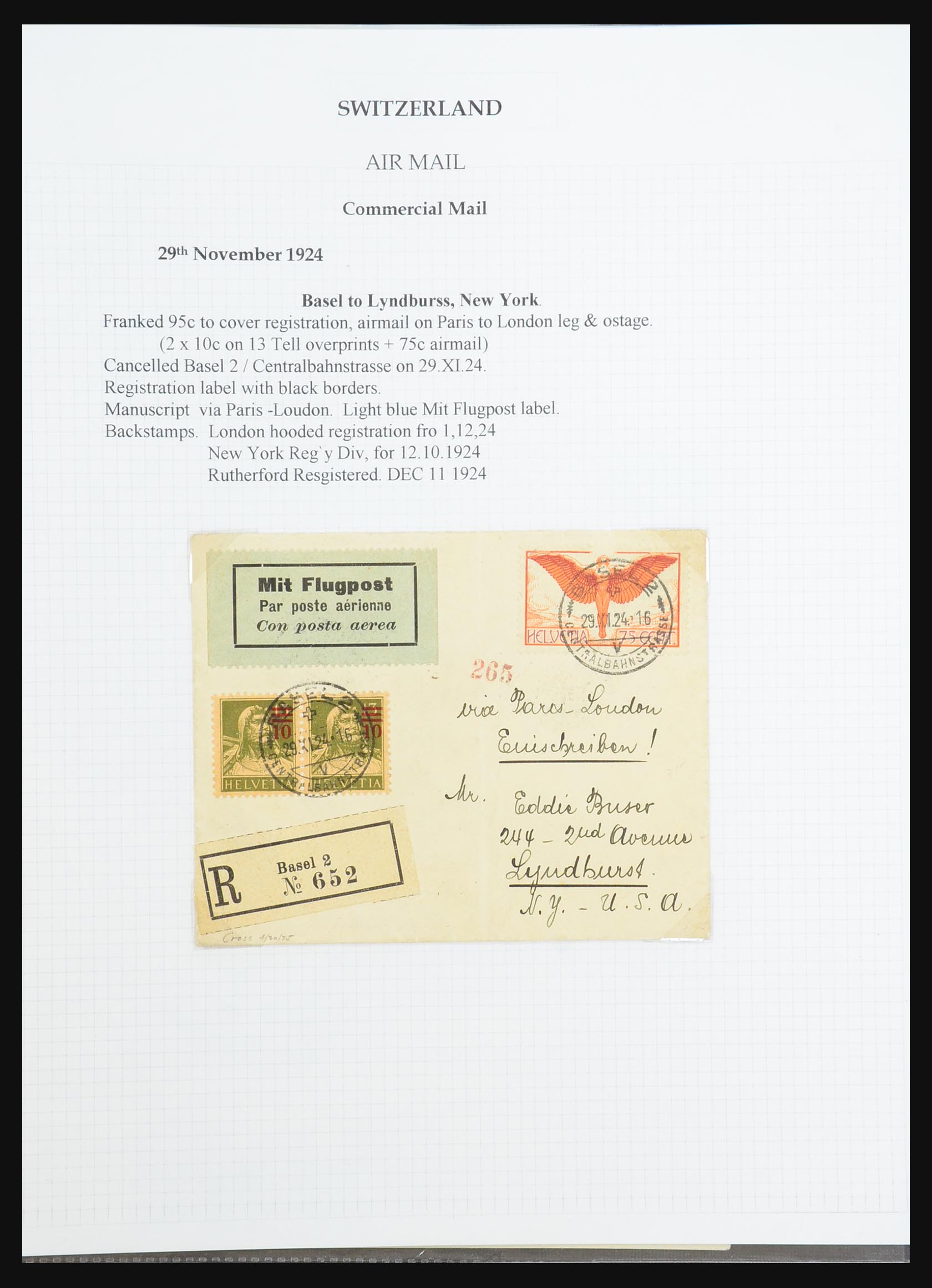 31444 013 - 31444 Zwitserland luchtpost brieven 1922-1946.