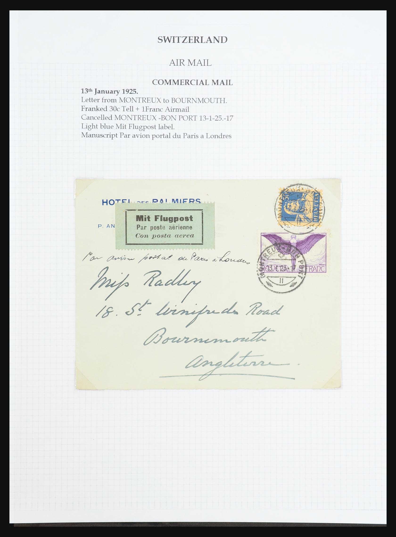 31444 016 - 31444 Zwitserland luchtpost brieven 1922-1946.