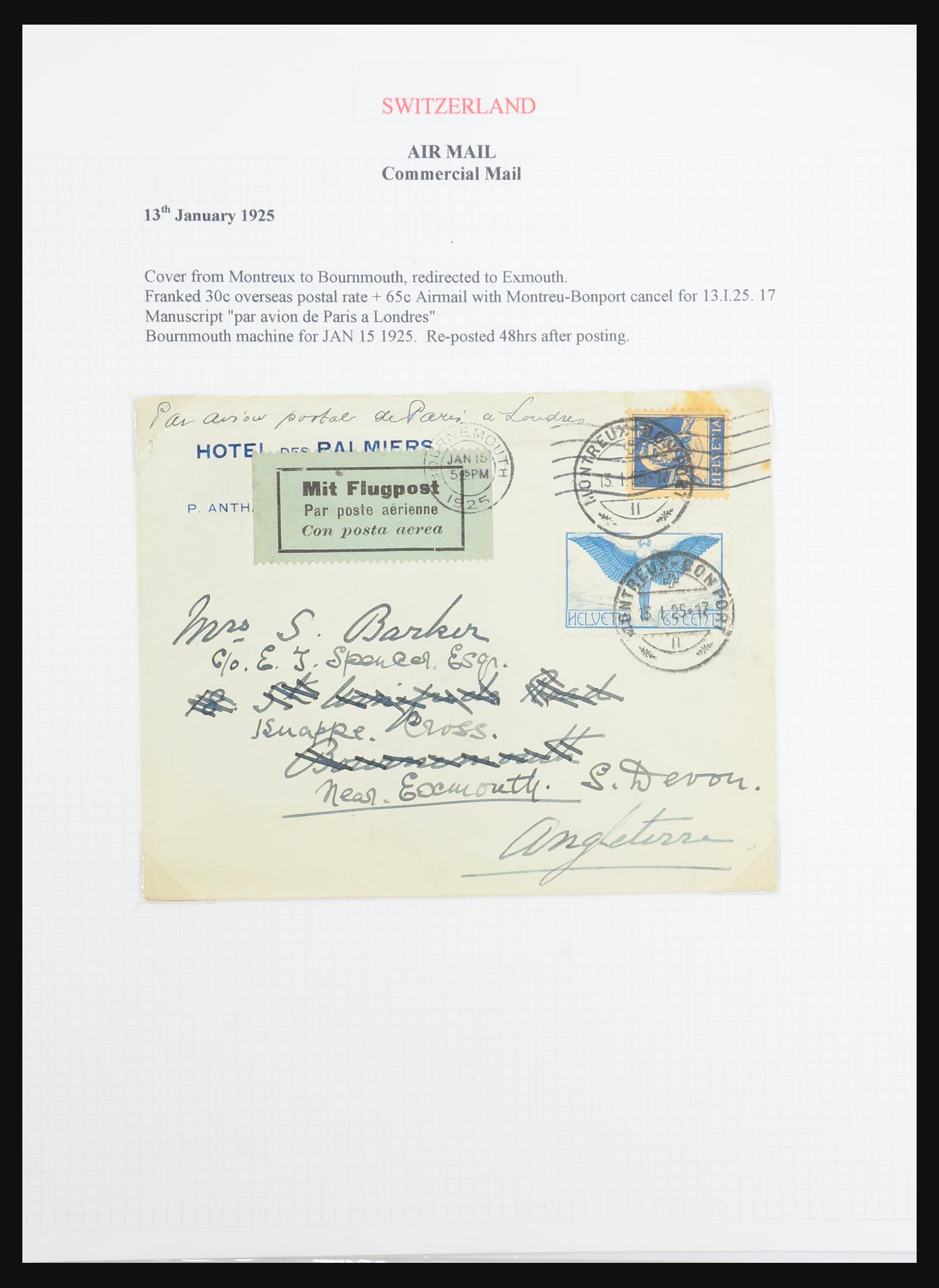 31444 017 - 31444 Switzerland airmail covers 1922-1946.