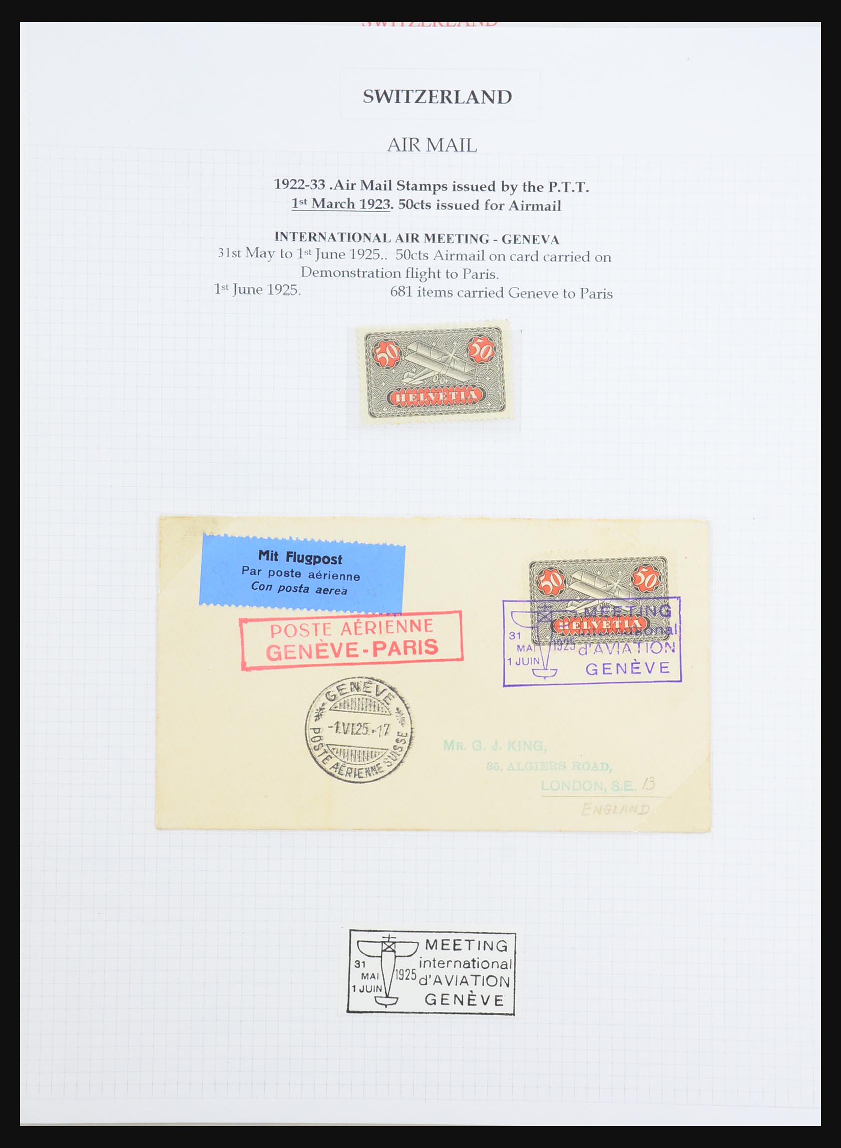 31444 022 - 31444 Zwitserland luchtpost brieven 1922-1946.