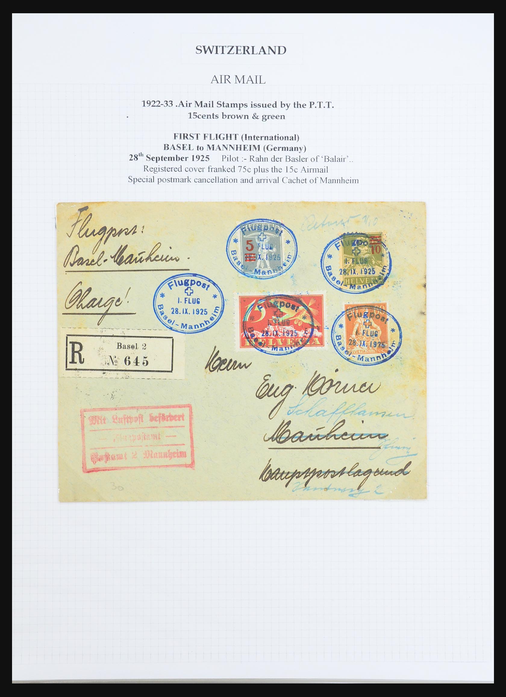 31444 027 - 31444 Switzerland airmail covers 1922-1946.