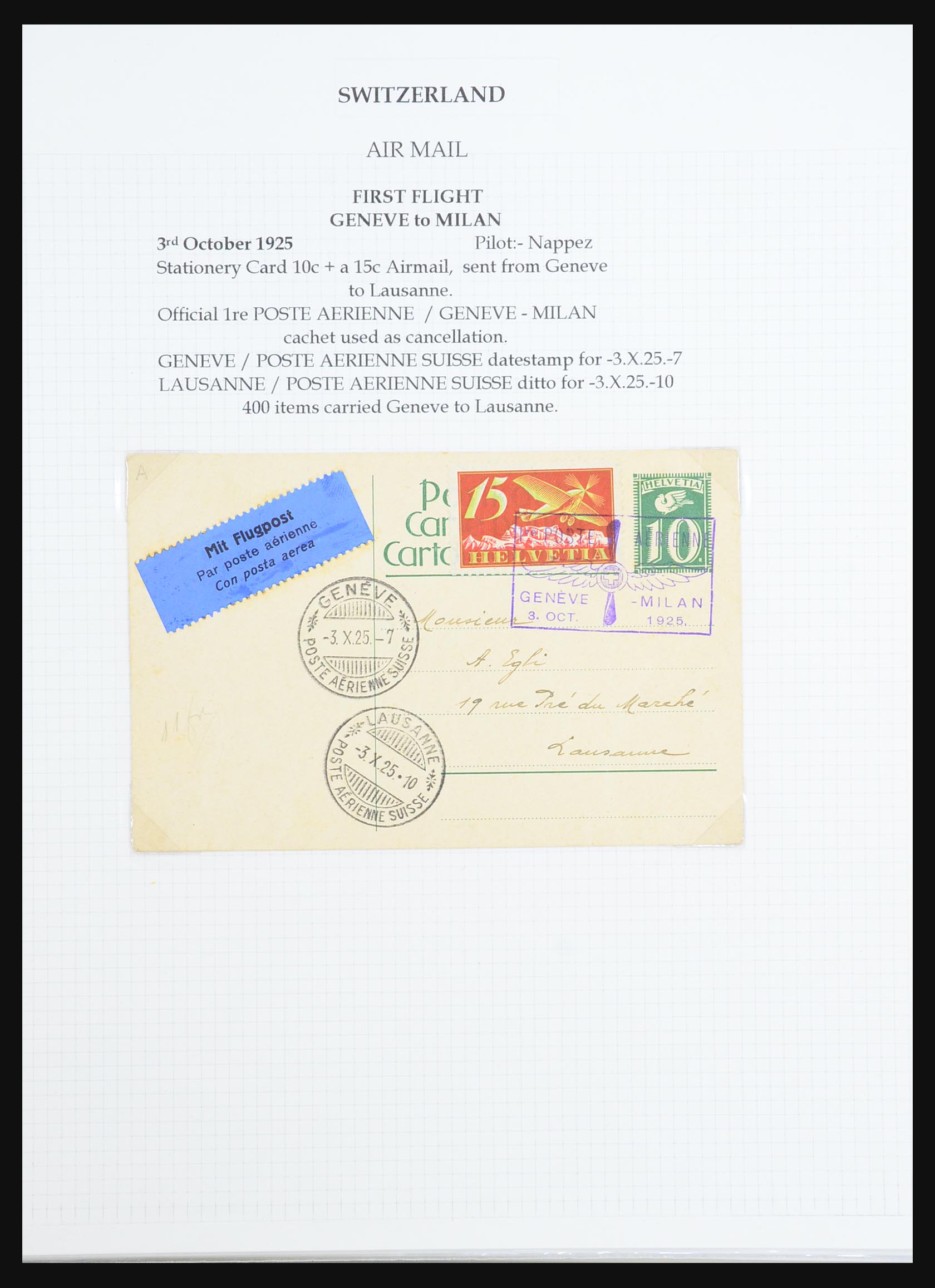31444 028 - 31444 Zwitserland luchtpost brieven 1922-1946.