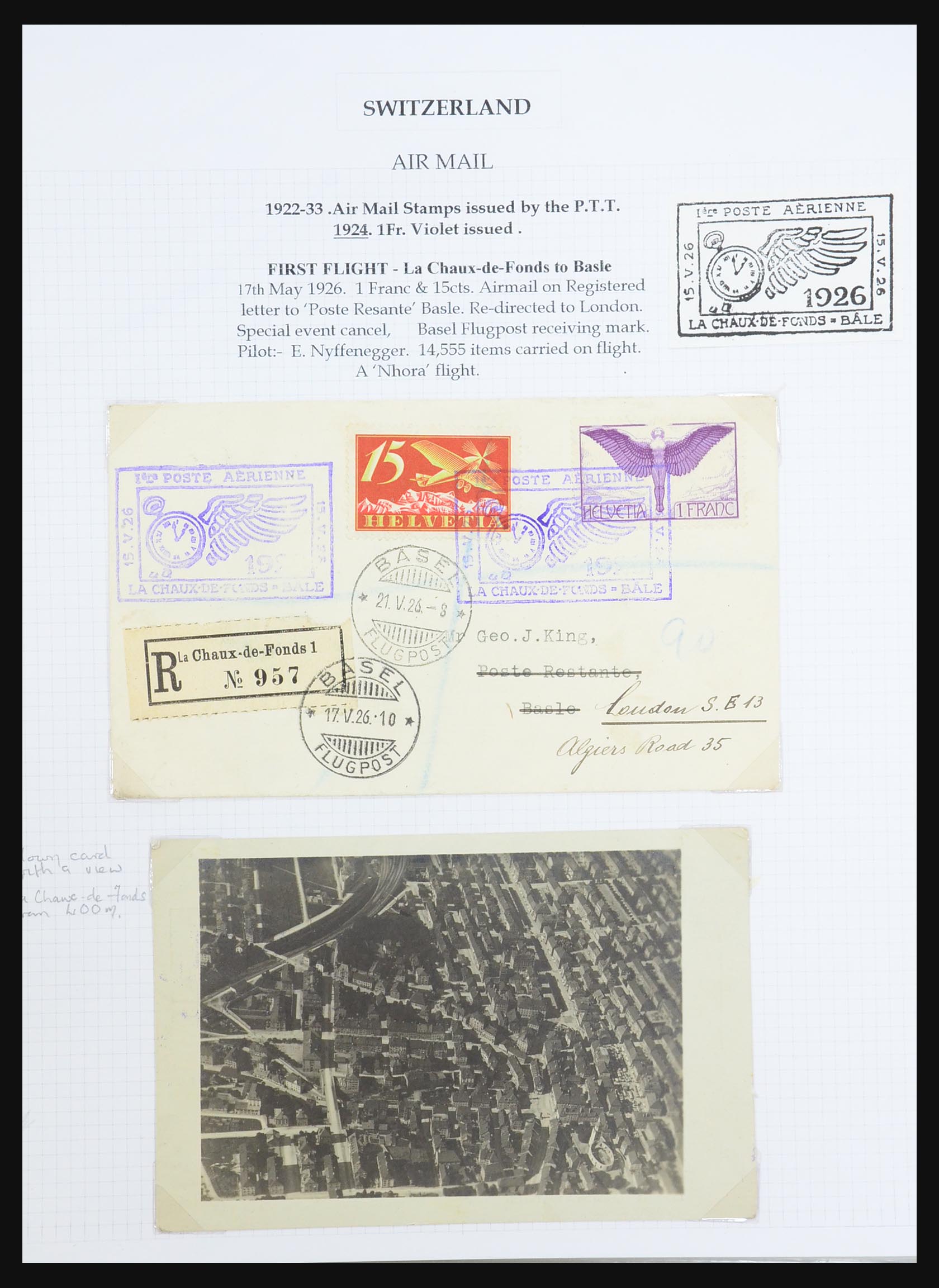 31444 030 - 31444 Zwitserland luchtpost brieven 1922-1946.