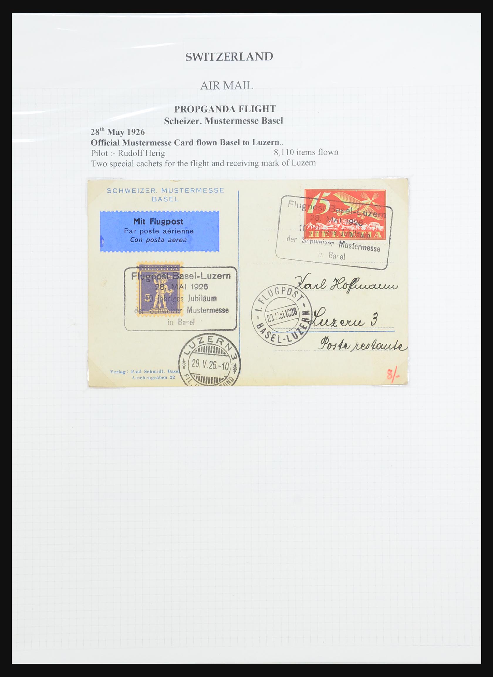 31444 032 - 31444 Zwitserland luchtpost brieven 1922-1946.