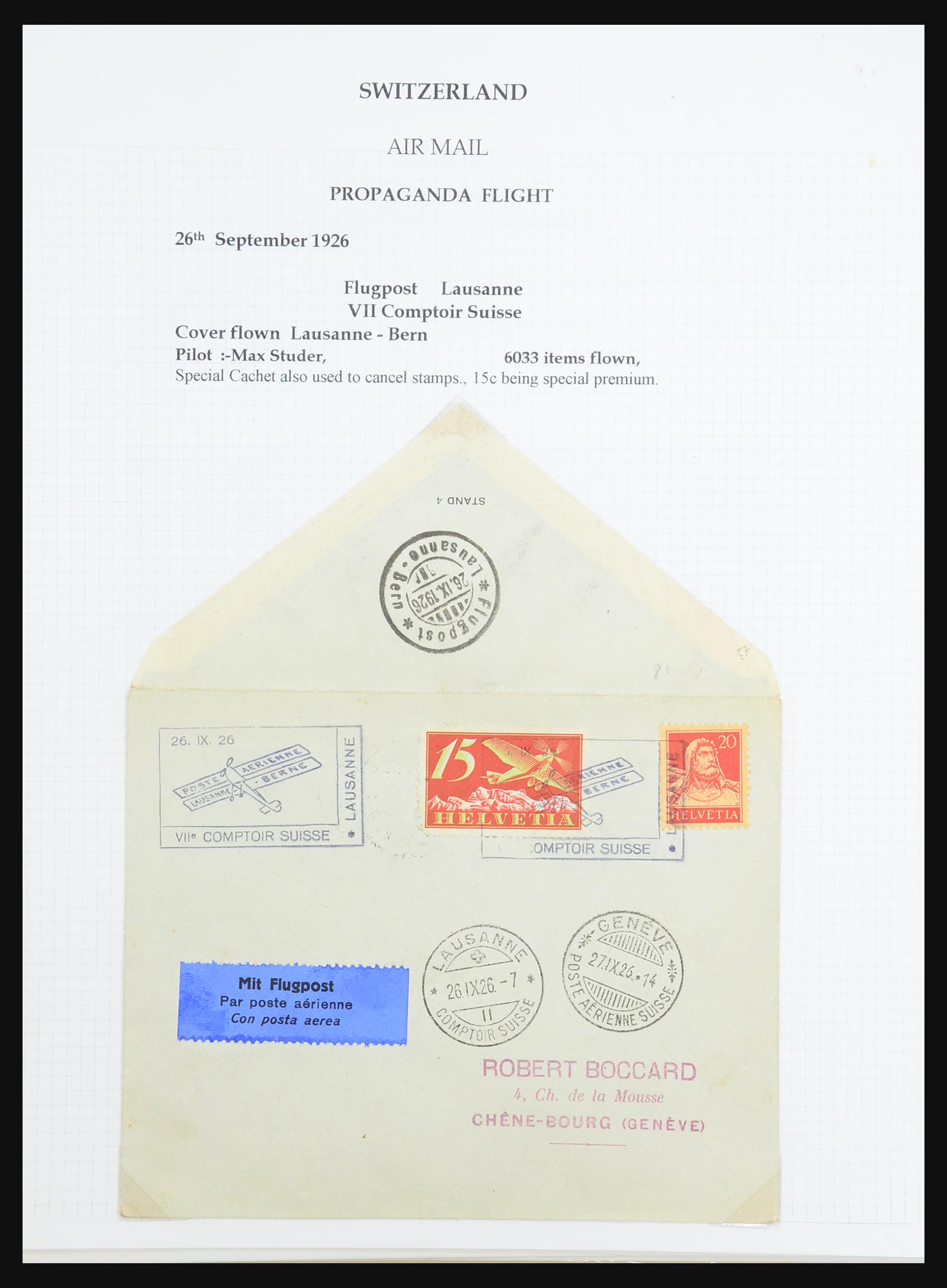 31444 035 - 31444 Zwitserland luchtpost brieven 1922-1946.