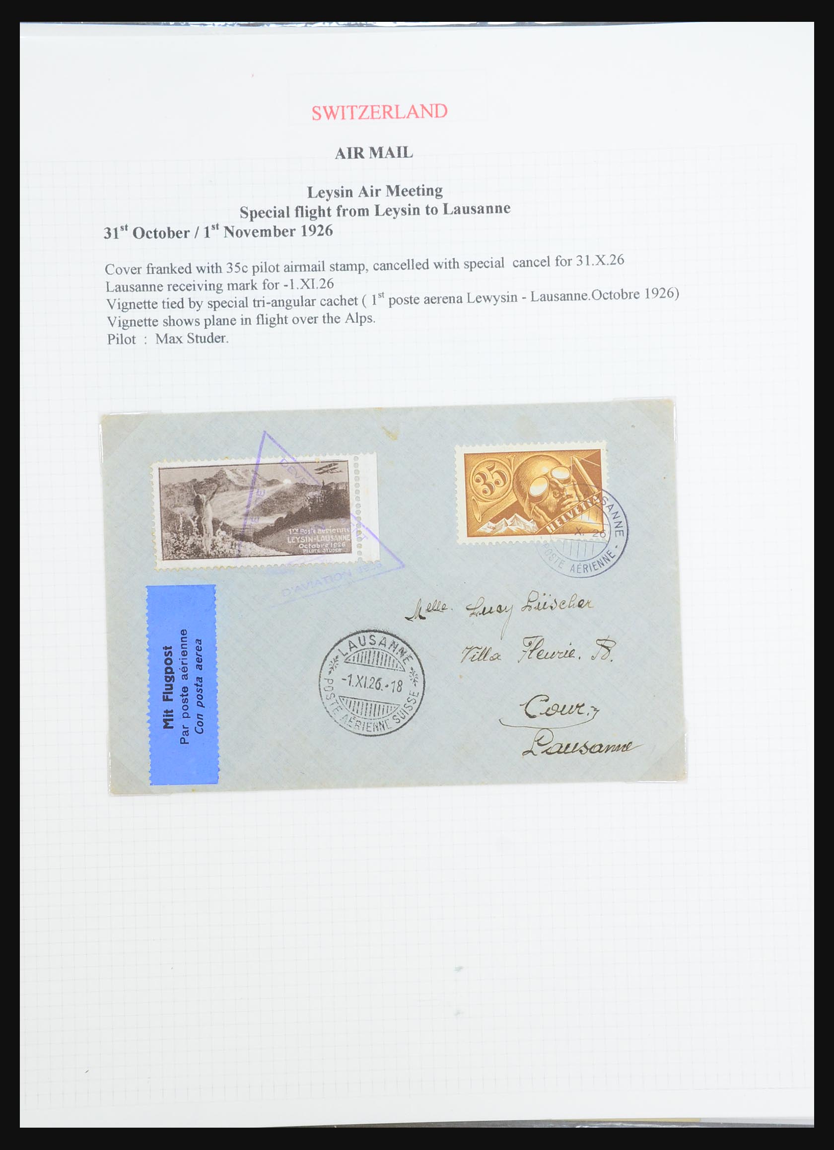 31444 036 - 31444 Zwitserland luchtpost brieven 1922-1946.