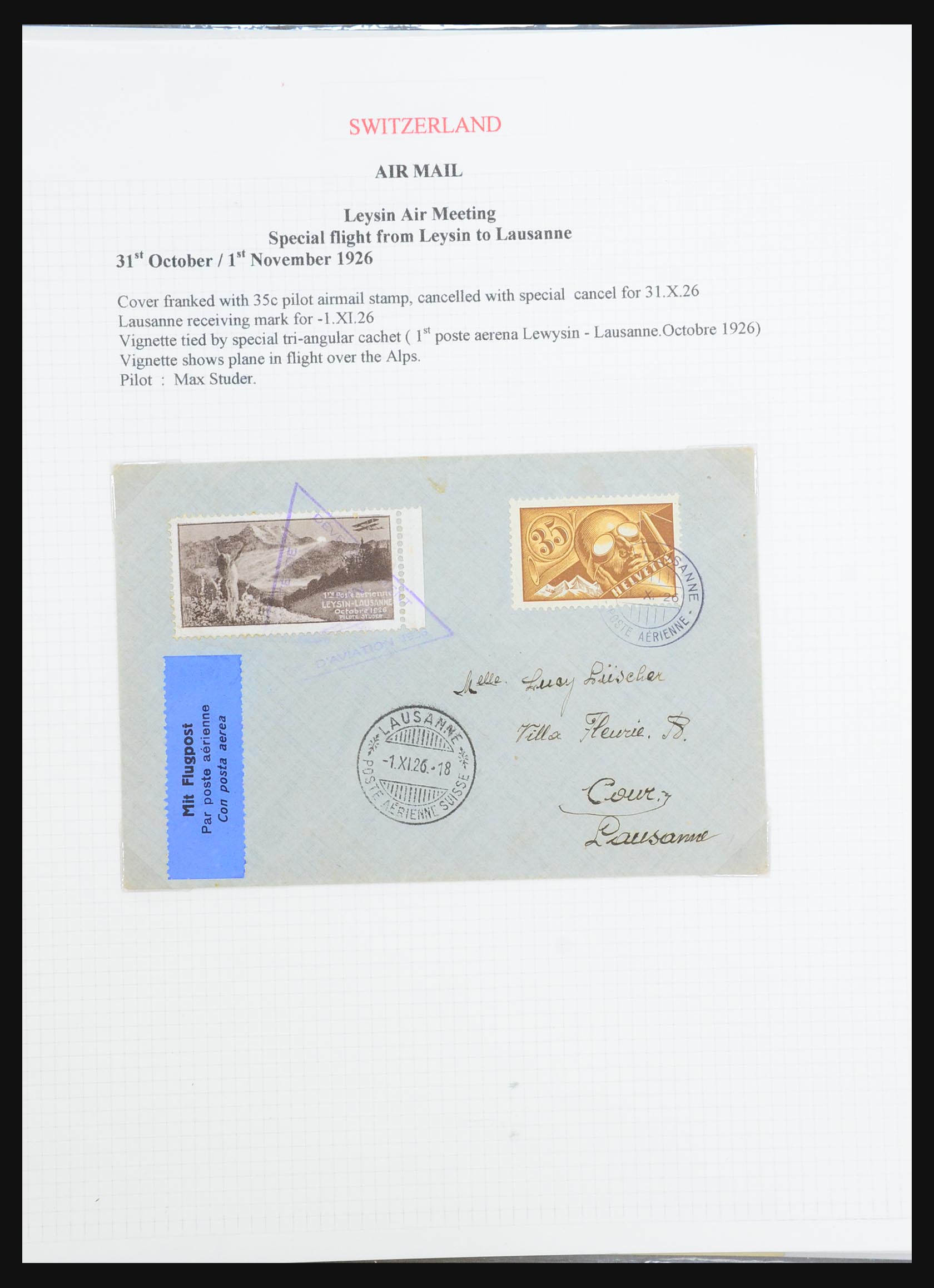 31444 036 - 31444 Switzerland airmail covers 1922-1946.