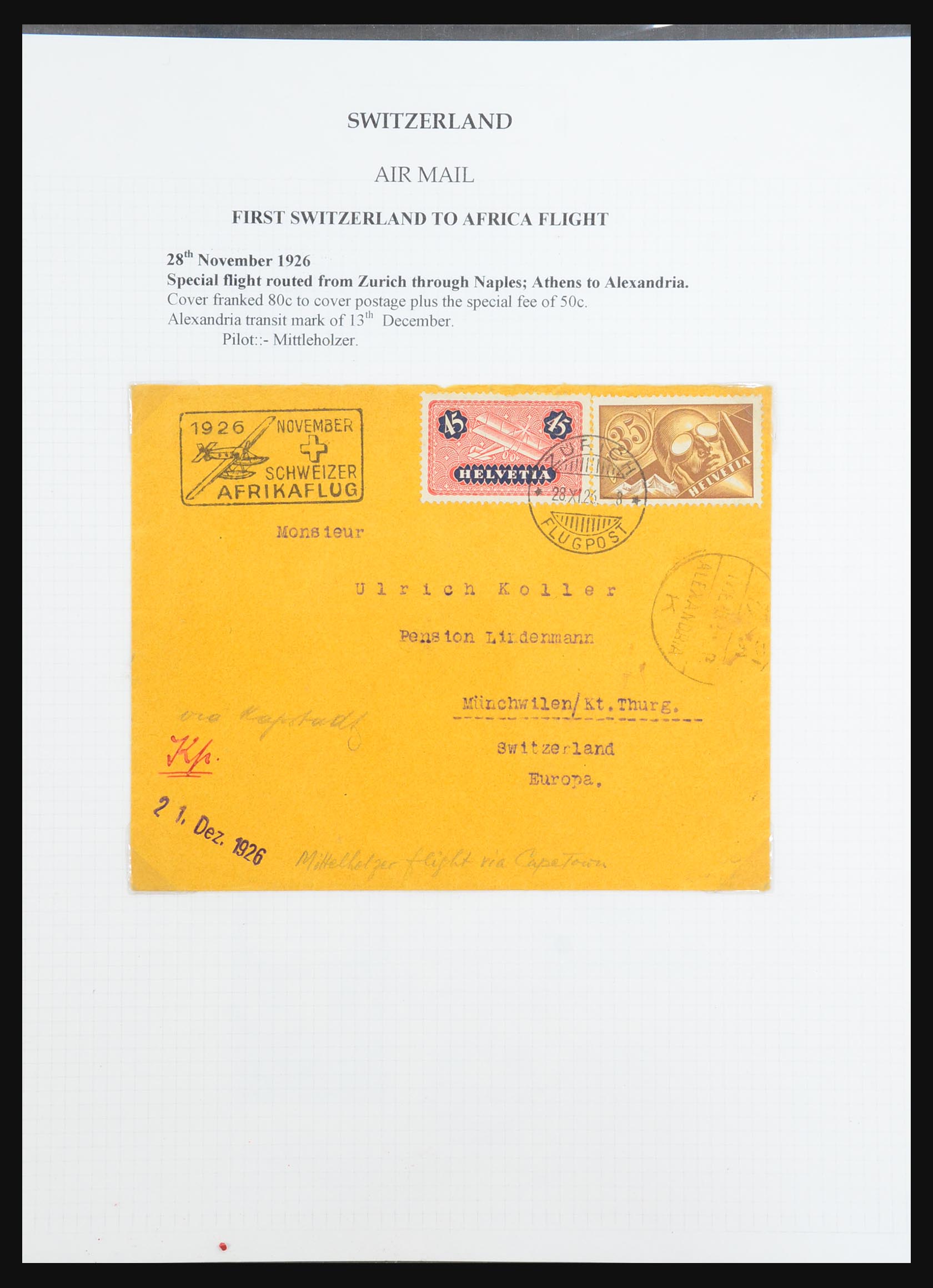 31444 037 - 31444 Zwitserland luchtpost brieven 1922-1946.