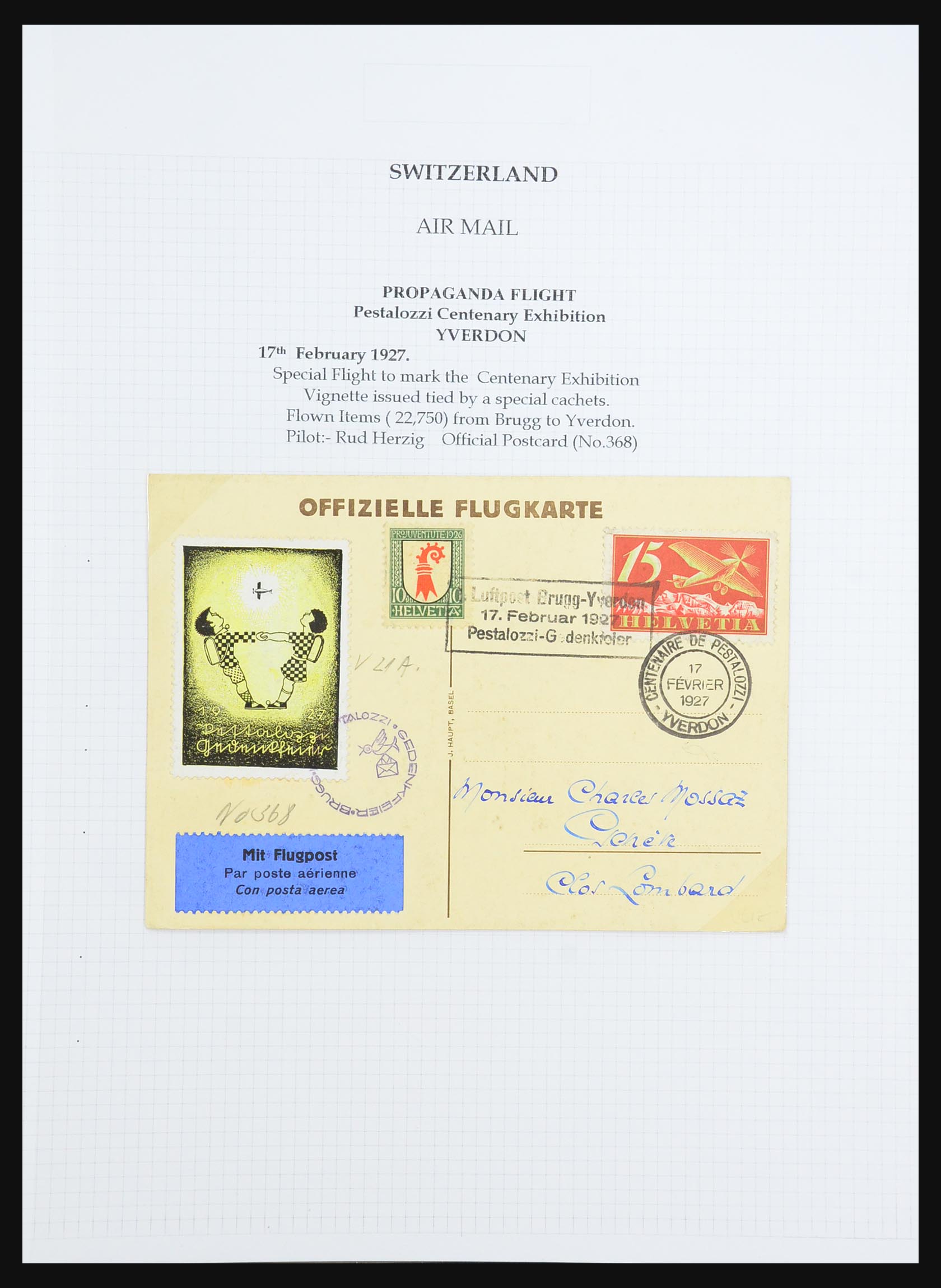 31444 040 - 31444 Zwitserland luchtpost brieven 1922-1946.