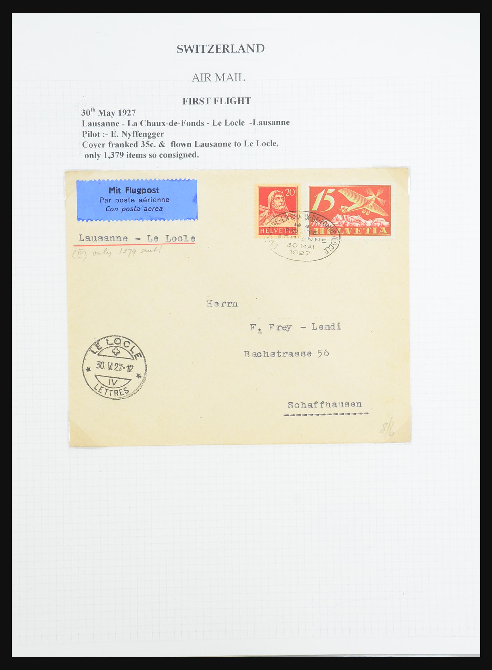 31444 042 - 31444 Switzerland airmail covers 1922-1946.