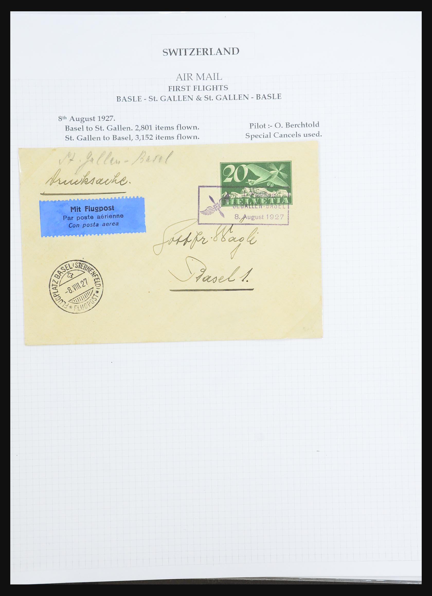31444 048 - 31444 Switzerland airmail covers 1922-1946.