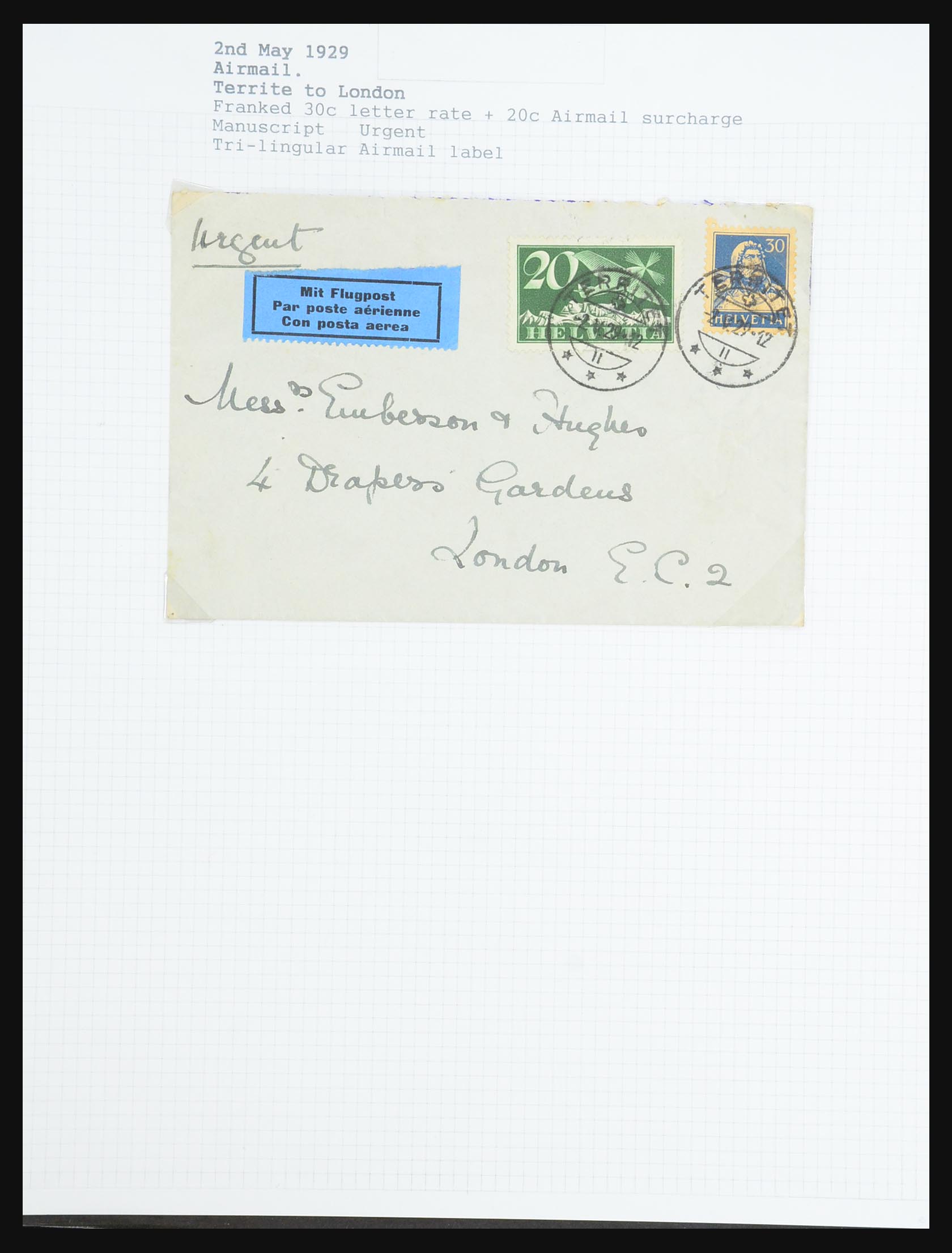 31444 051 - 31444 Zwitserland luchtpost brieven 1922-1946.