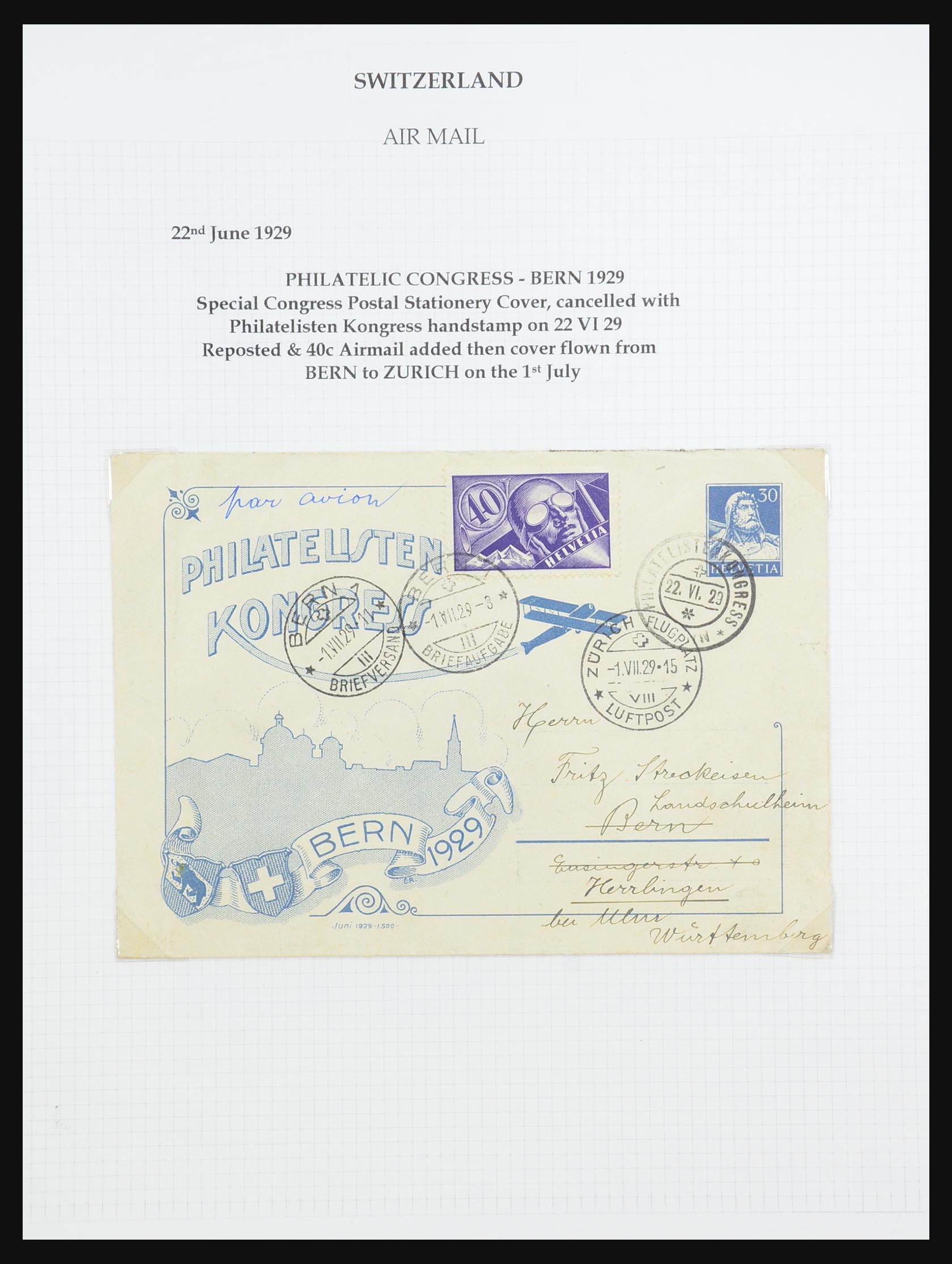 31444 052 - 31444 Zwitserland luchtpost brieven 1922-1946.