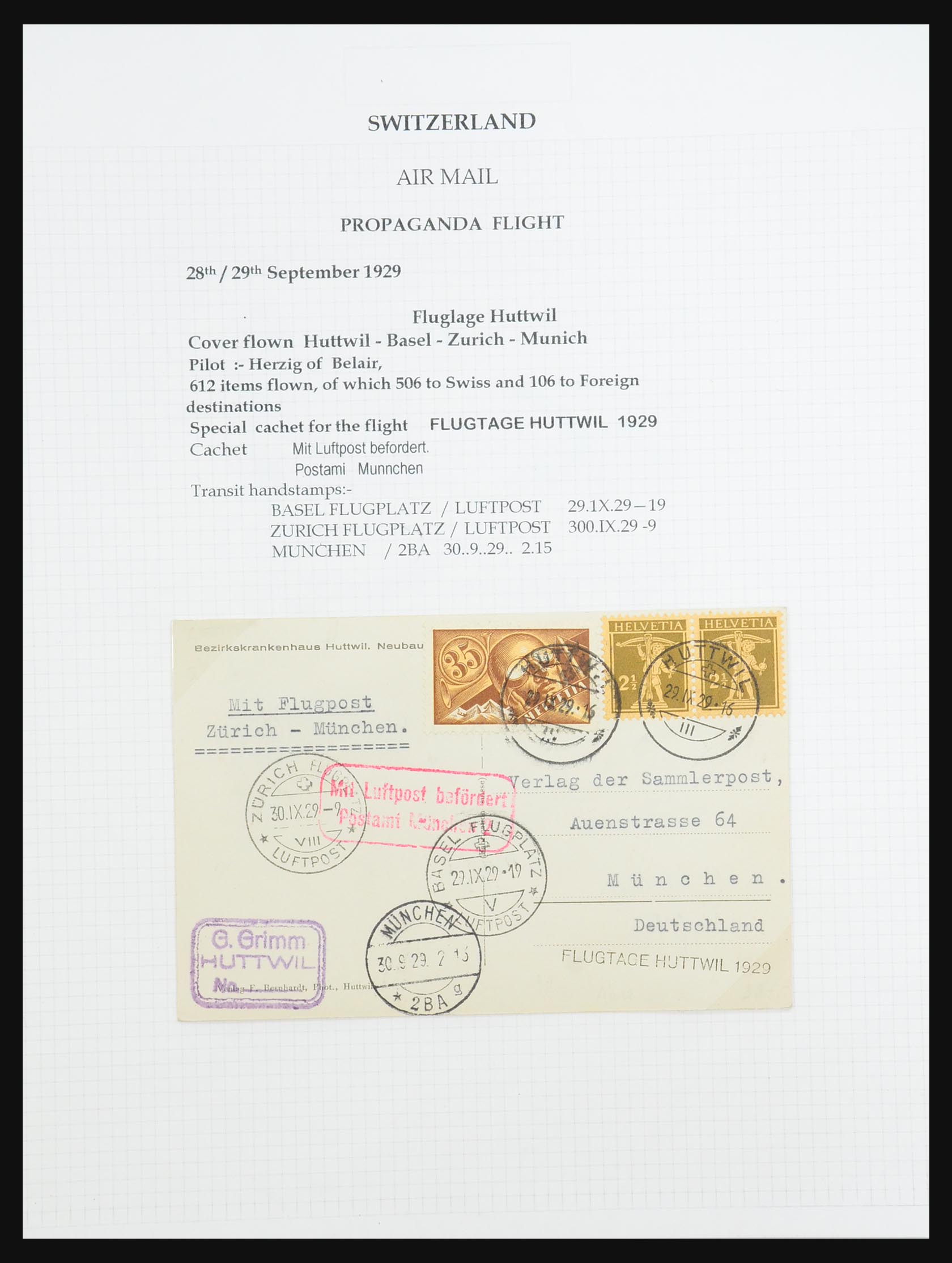 31444 053 - 31444 Switzerland airmail covers 1922-1946.