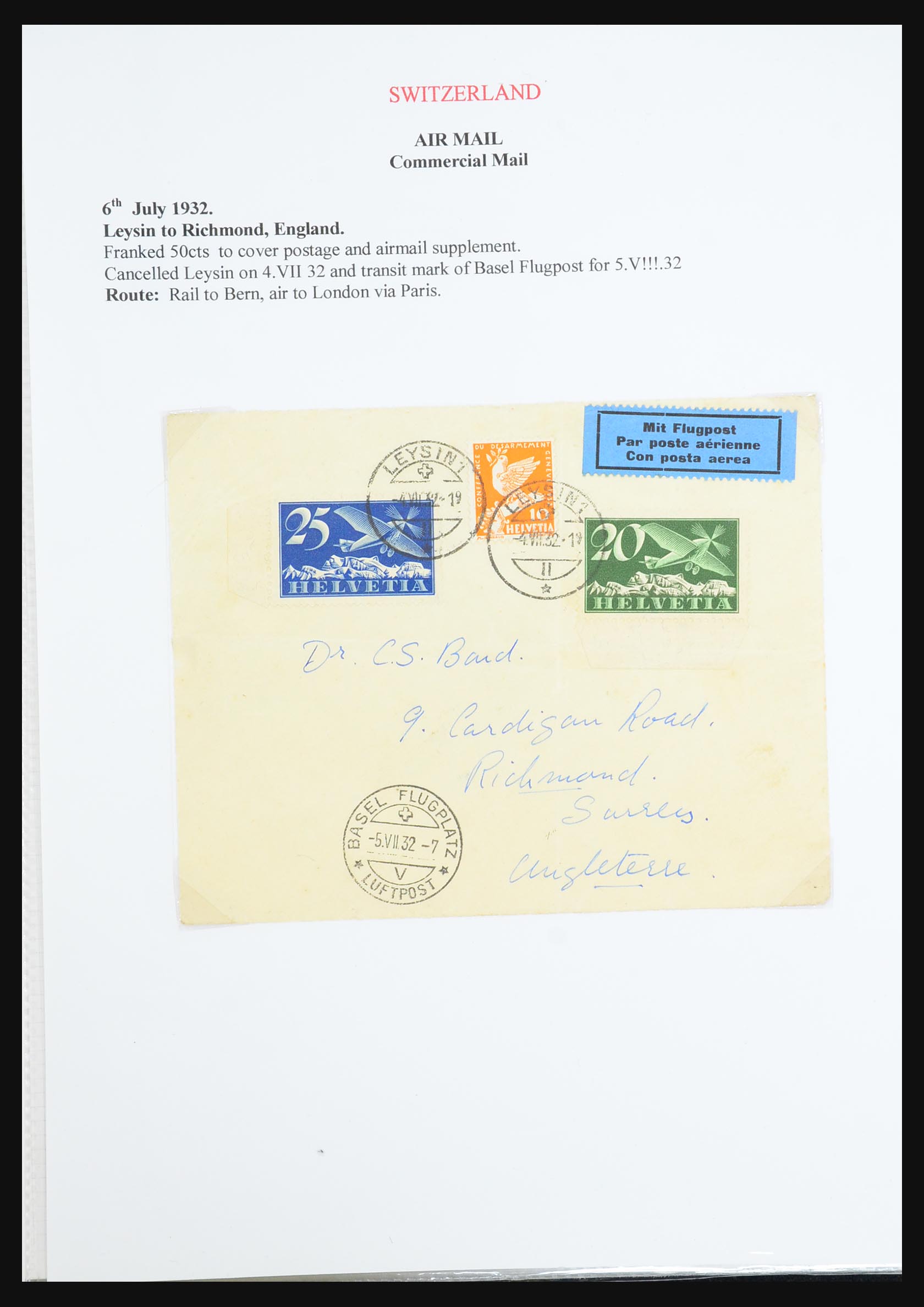 31444 057 - 31444 Zwitserland luchtpost brieven 1922-1946.