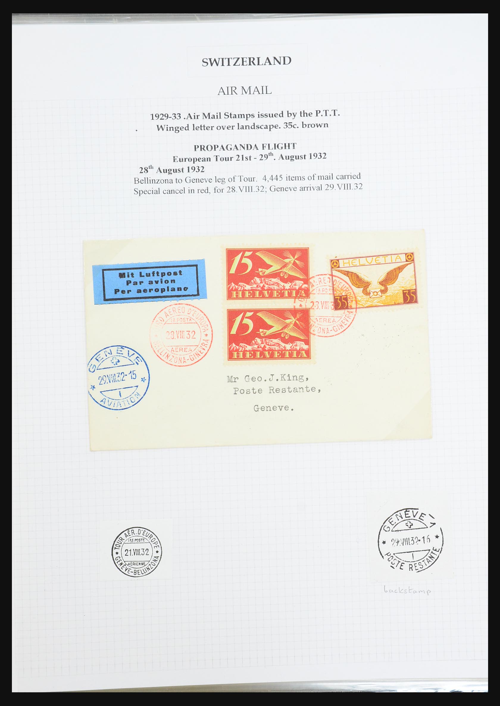 31444 058 - 31444 Zwitserland luchtpost brieven 1922-1946.