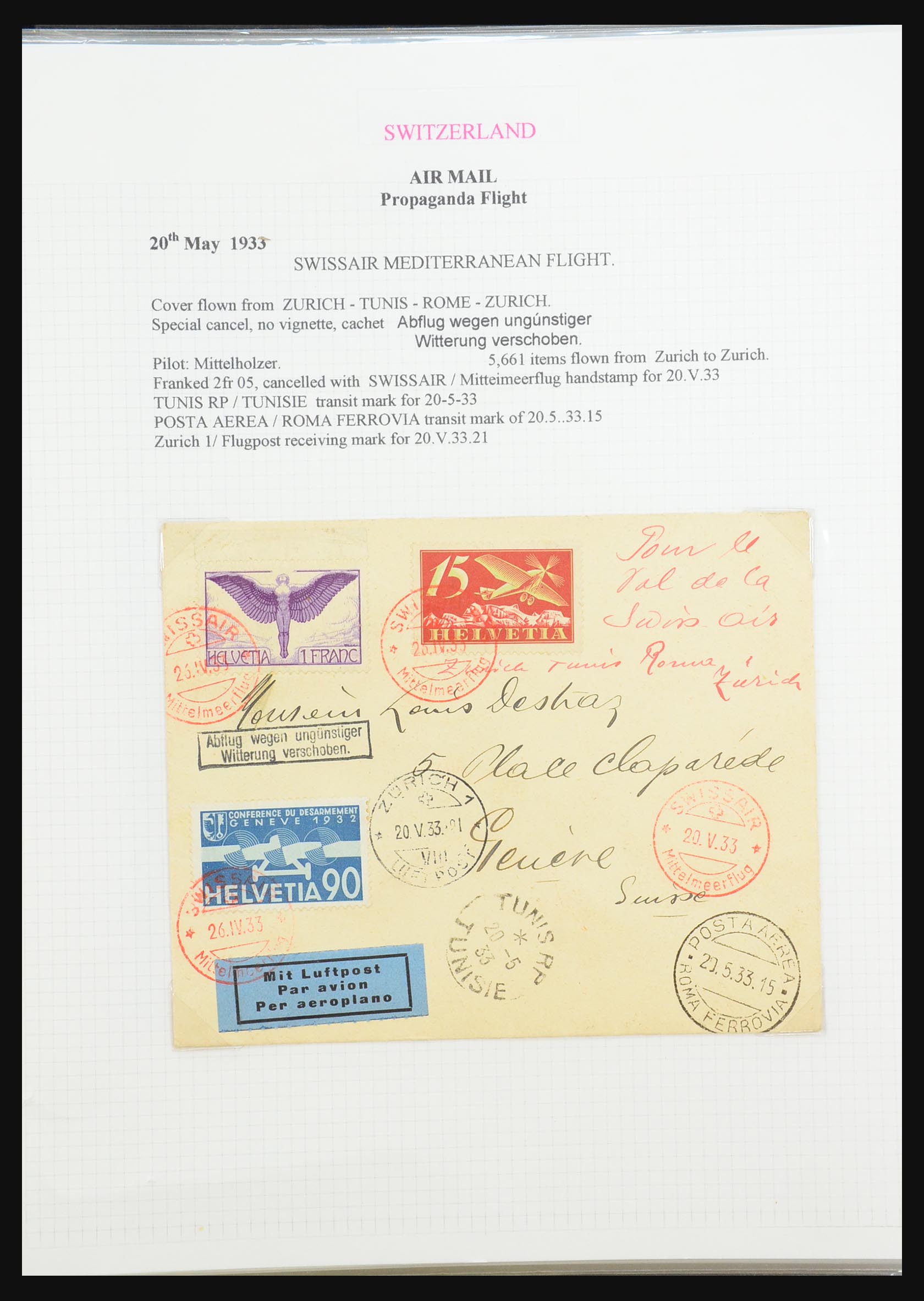 31444 061 - 31444 Switzerland airmail covers 1922-1946.
