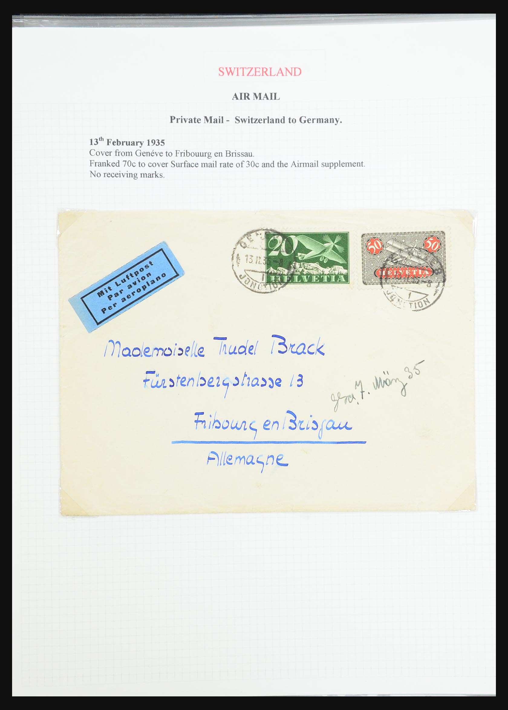 31444 063 - 31444 Zwitserland luchtpost brieven 1922-1946.