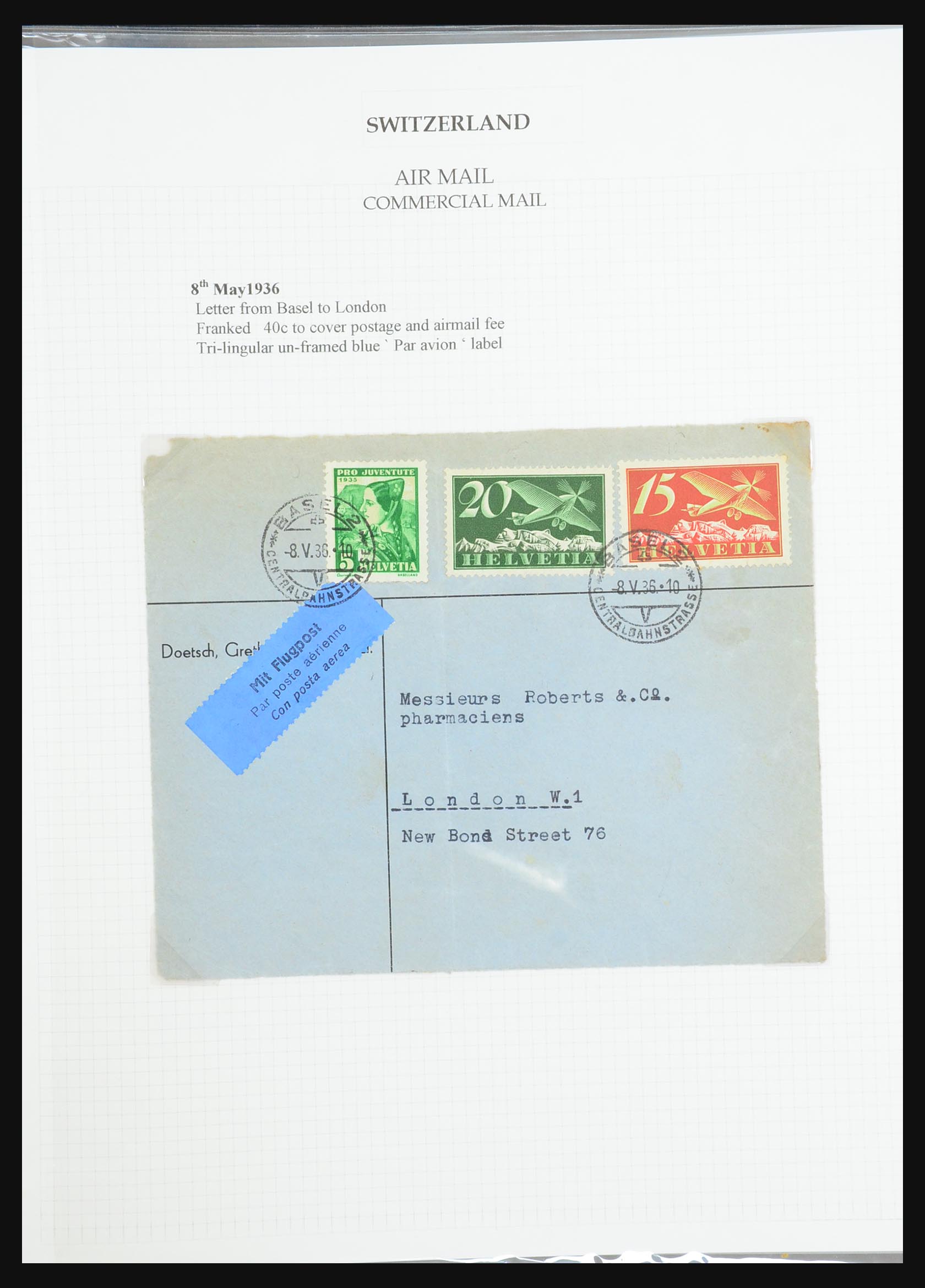 31444 067 - 31444 Zwitserland luchtpost brieven 1922-1946.
