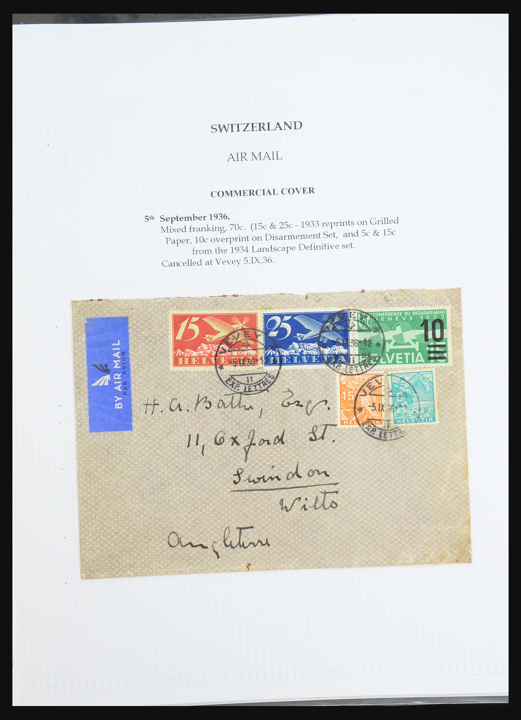 31444 070 - 31444 Switzerland airmail covers 1922-1946.