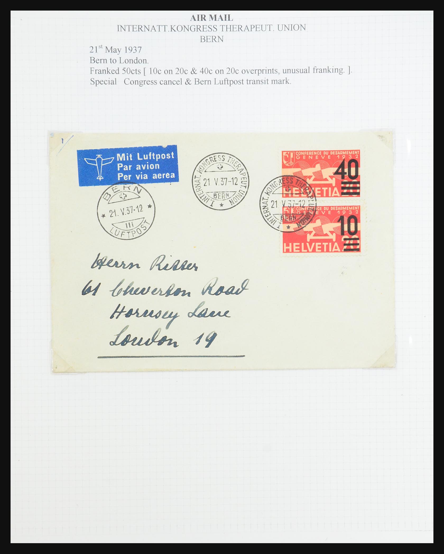 31444 073 - 31444 Zwitserland luchtpost brieven 1922-1946.