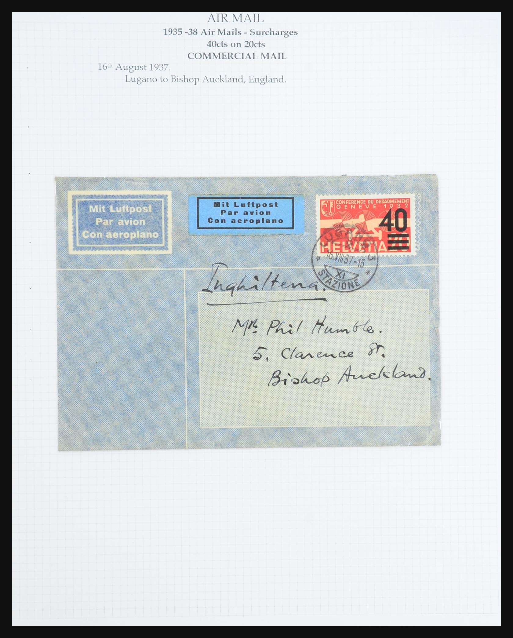 31444 076 - 31444 Zwitserland luchtpost brieven 1922-1946.