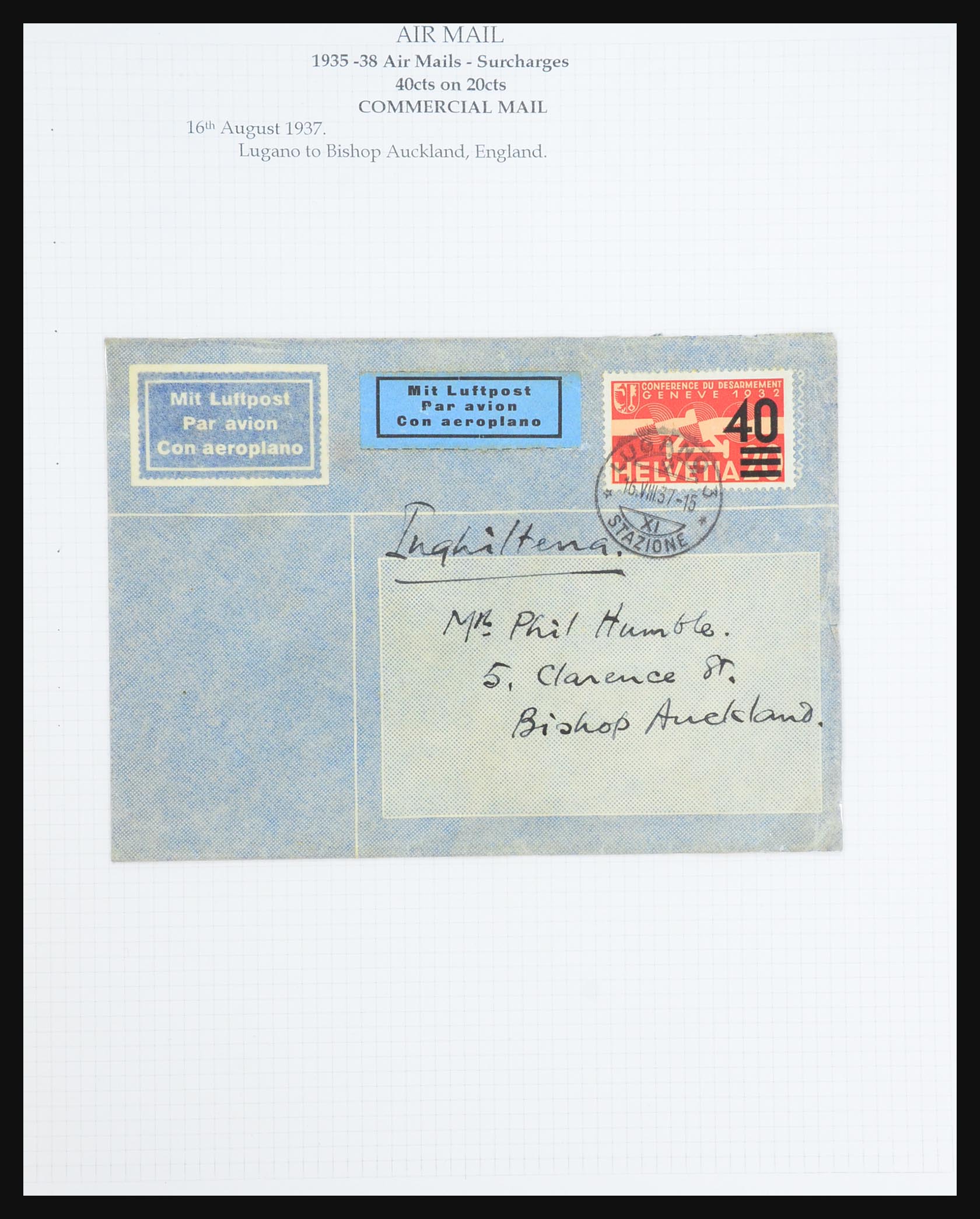 31444 076 - 31444 Switzerland airmail covers 1922-1946.